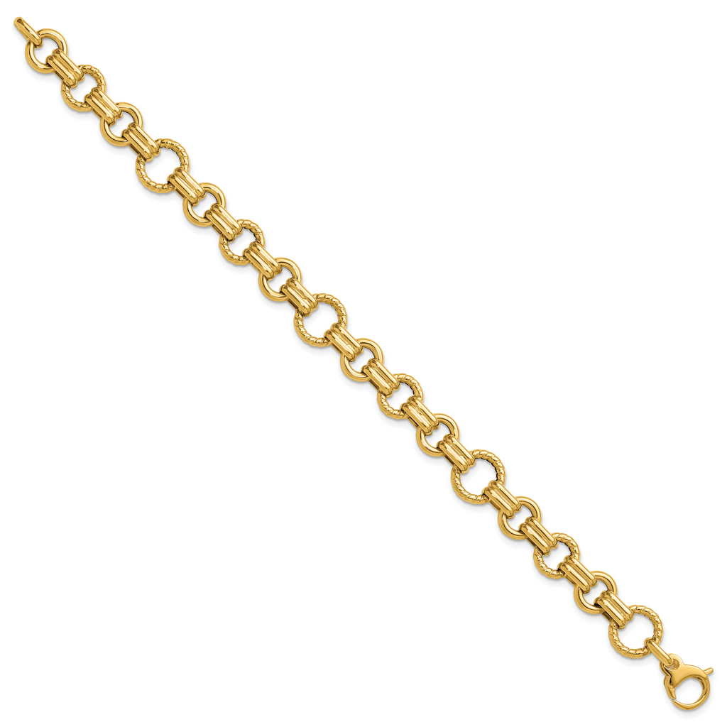 14K Yellow Gold Twisted Link Bracelet, 7.75 in