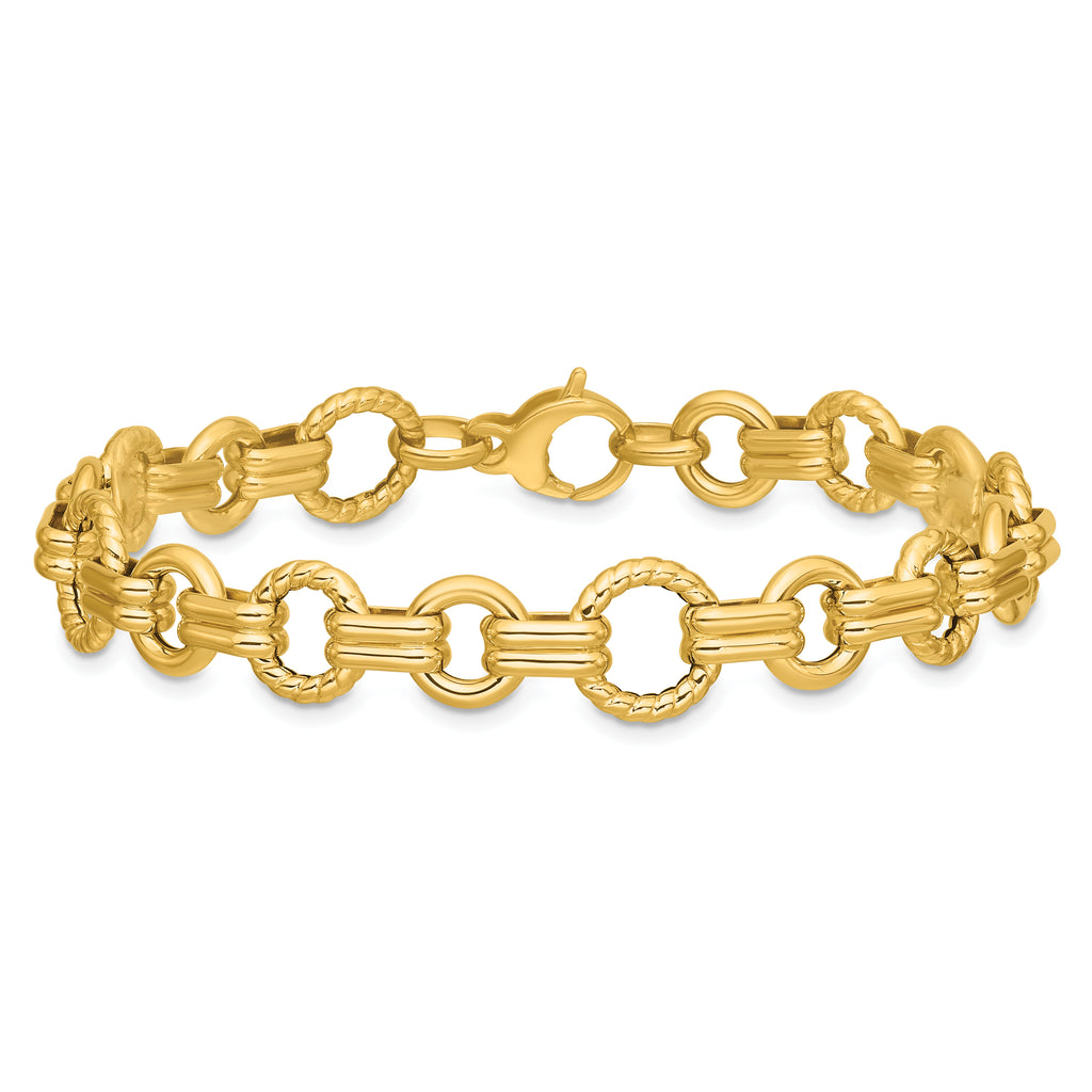 14K Yellow Gold Twisted Link Bracelet, 7.75 in