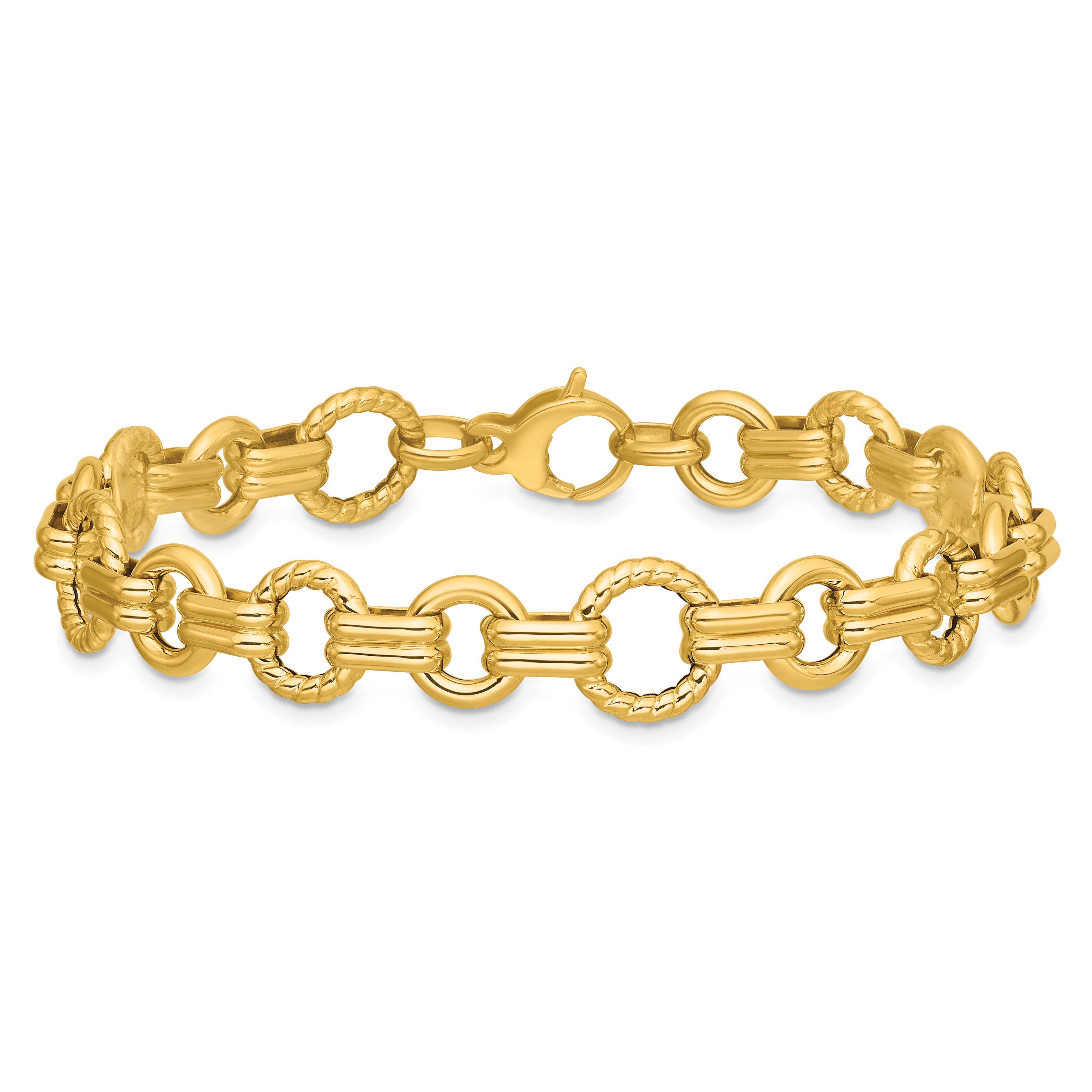 14K Yellow Gold Twisted Link Bracelet, 7.75 in