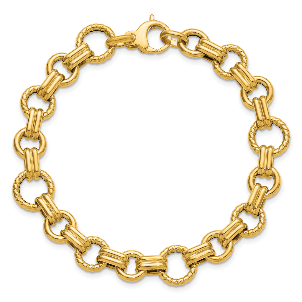 14K Yellow Gold Twisted Link Bracelet, 7.75 in