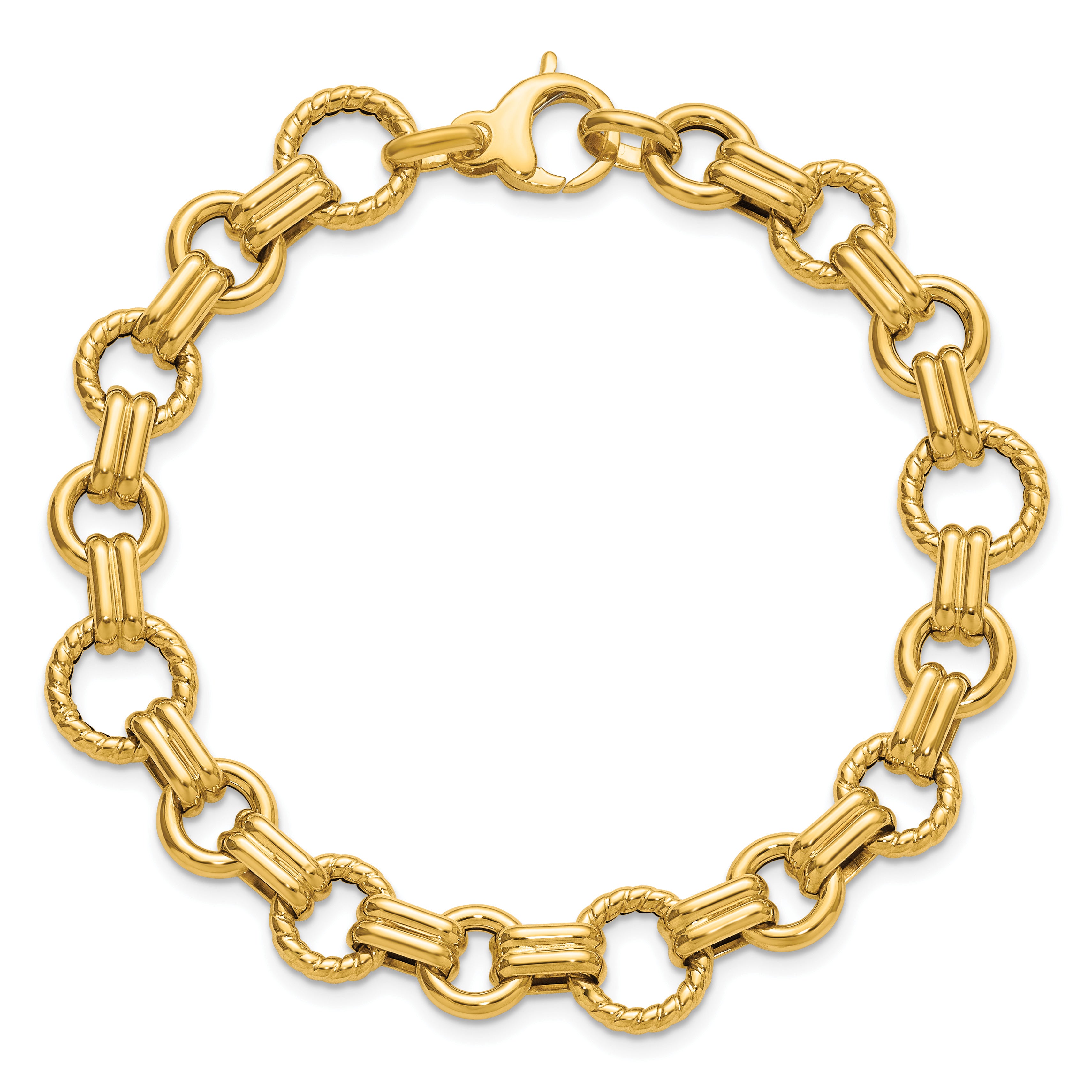 14K Yellow Gold Twisted Link Bracelet, 7.75 in