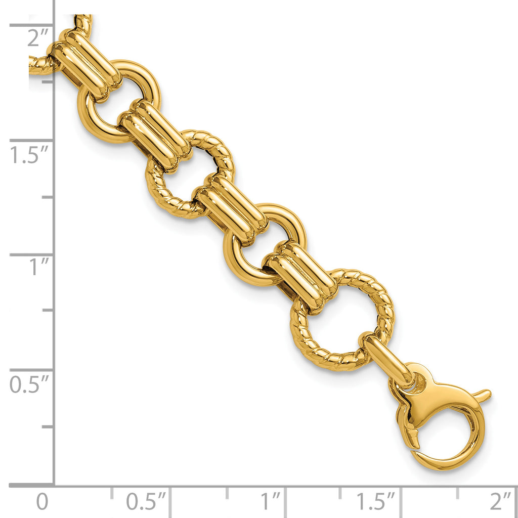 14K Yellow Gold Twisted Link Bracelet, 7.75 in