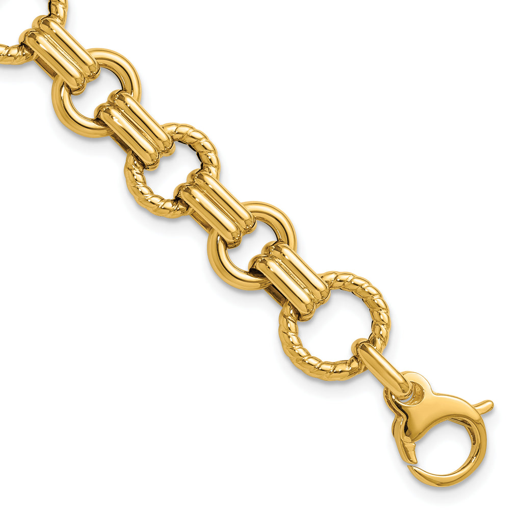 14K Yellow Gold Twisted Link Bracelet, 7.75 in