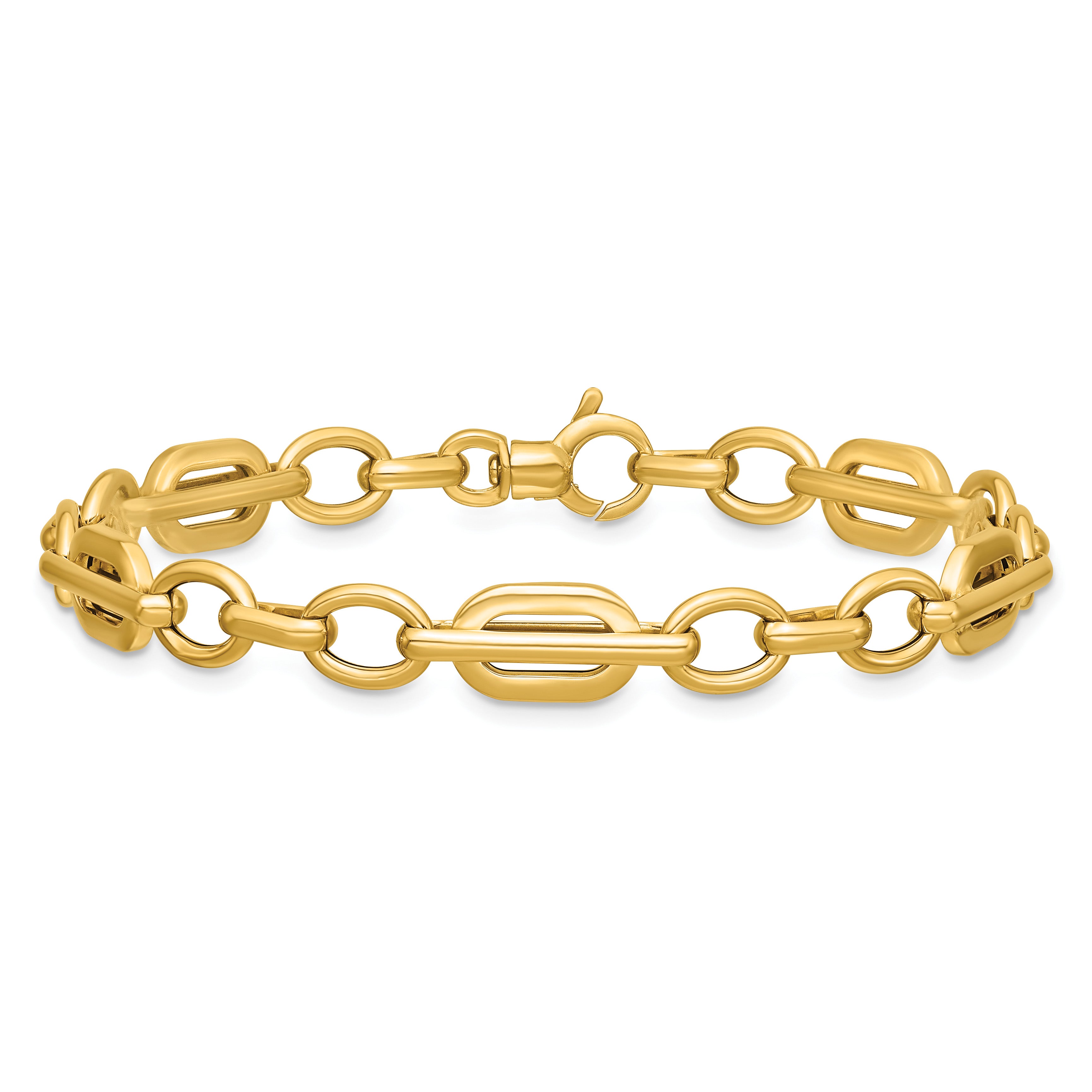 14K Yellow Gold Polished Link Bracelet, 7.5 in