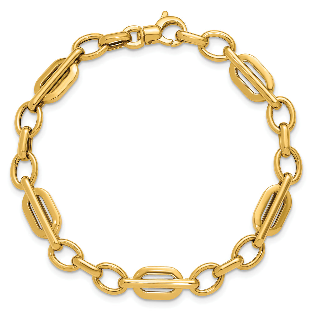 14K Yellow Gold Polished Link Bracelet, 7.5 in