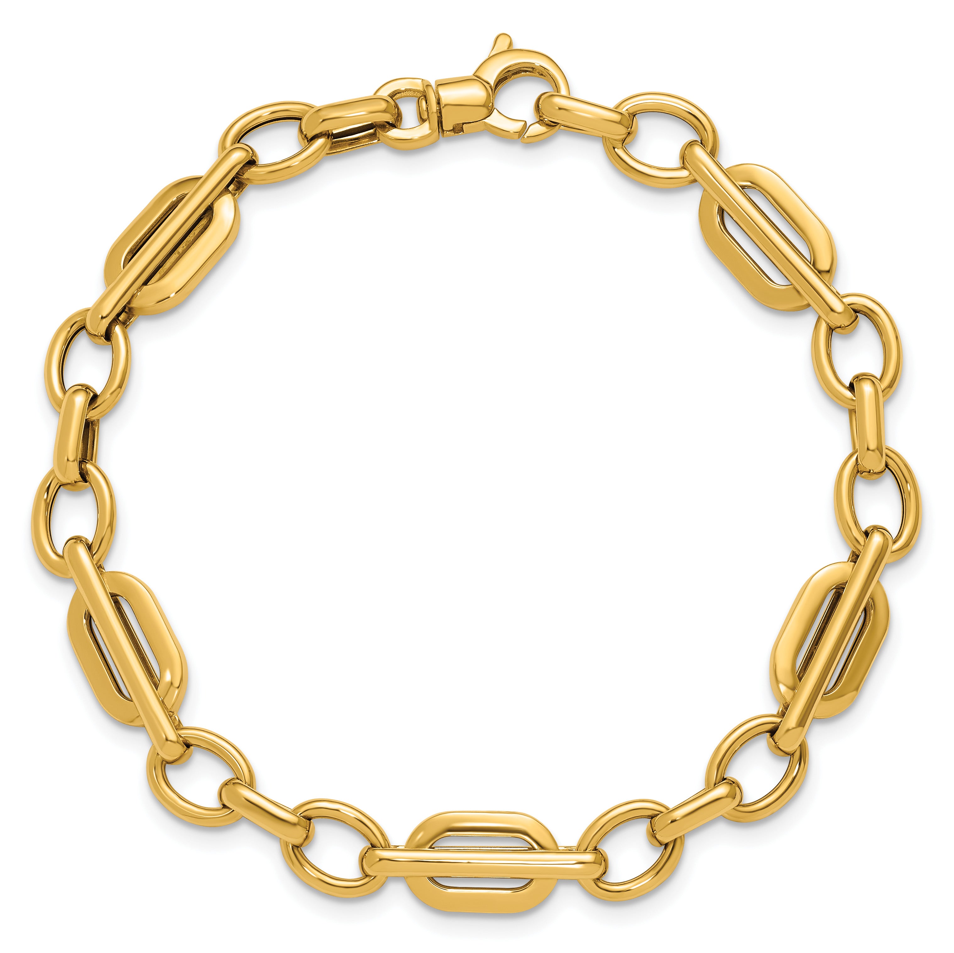 14K Yellow Gold Polished Link Bracelet, 7.5 in