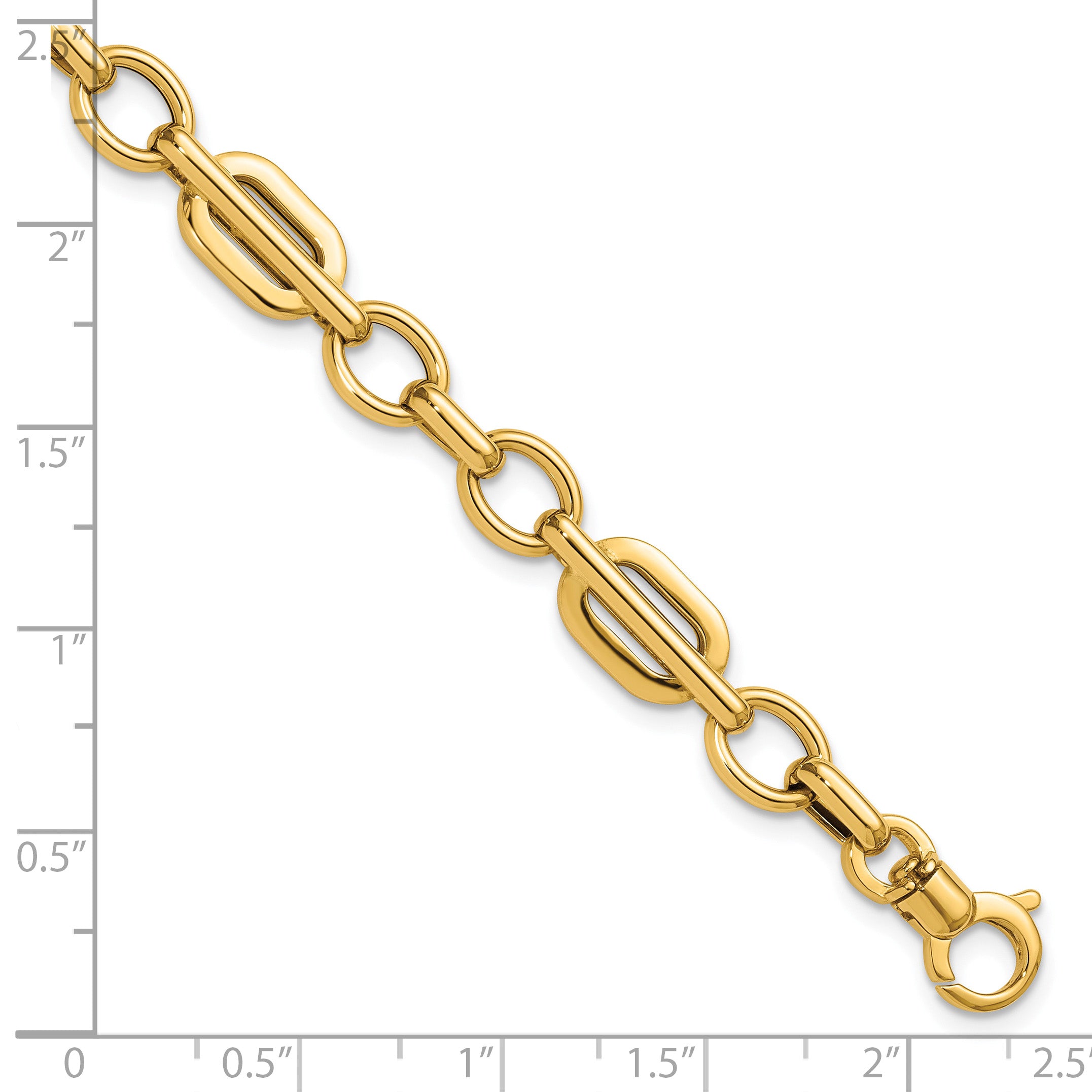 14K Yellow Gold Polished Link Bracelet, 7.5 in