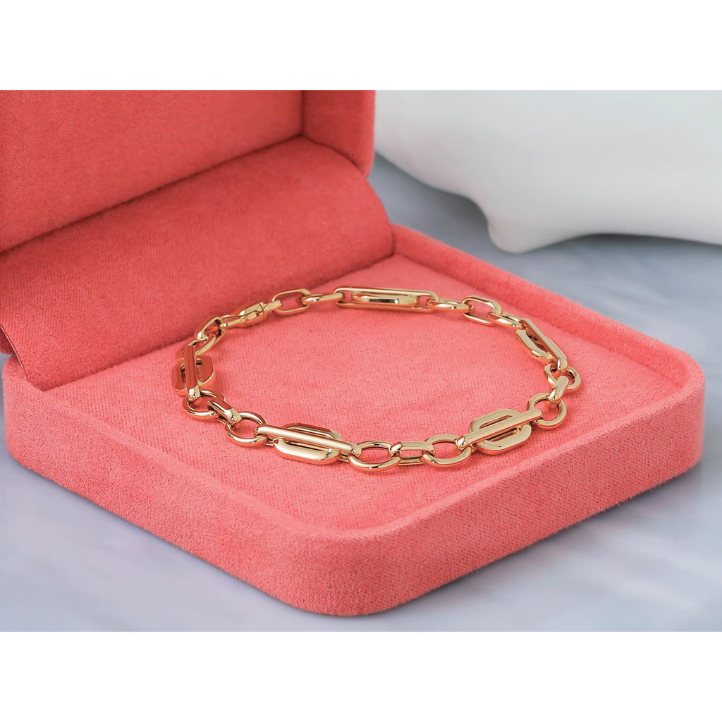 14K Yellow Gold Polished Link Bracelet, 7.5 in
