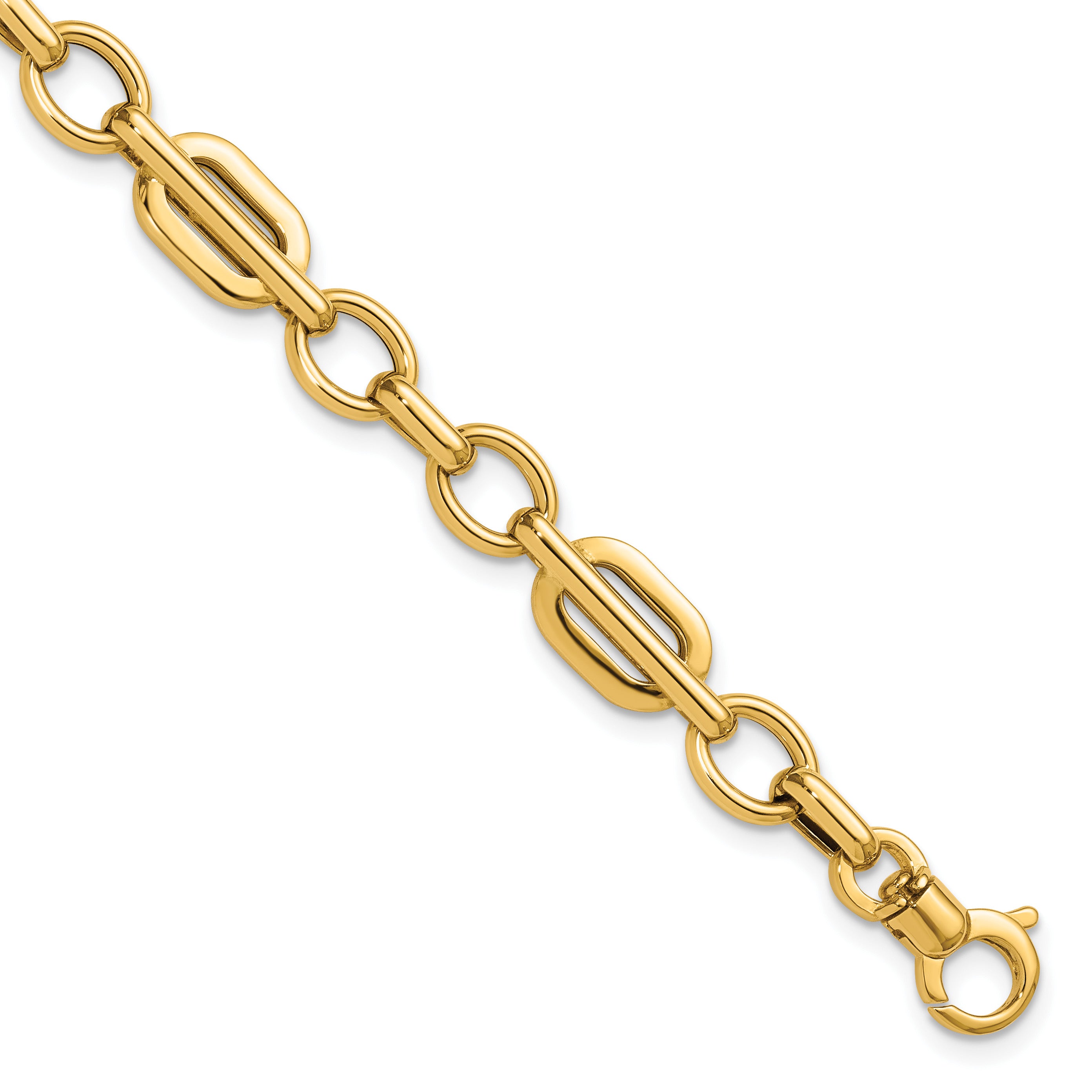 14K Yellow Gold Polished Link Bracelet, 7.5 in
