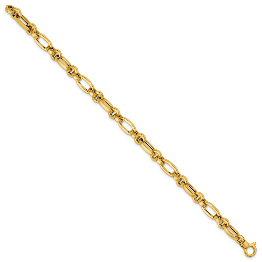 14K Yellow Gold Polished Link Bracelet, 7.5 in