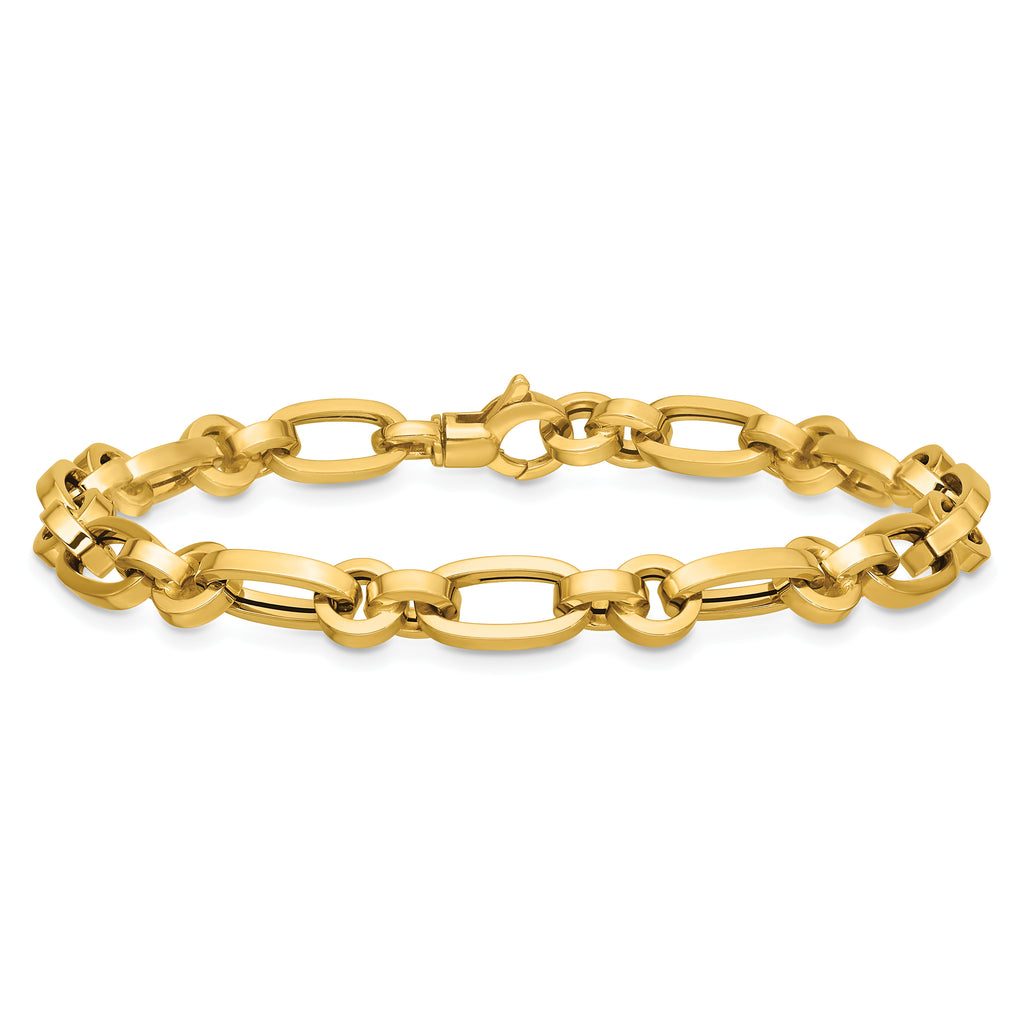 14K Yellow Gold Polished Link Bracelet, 7.5 in