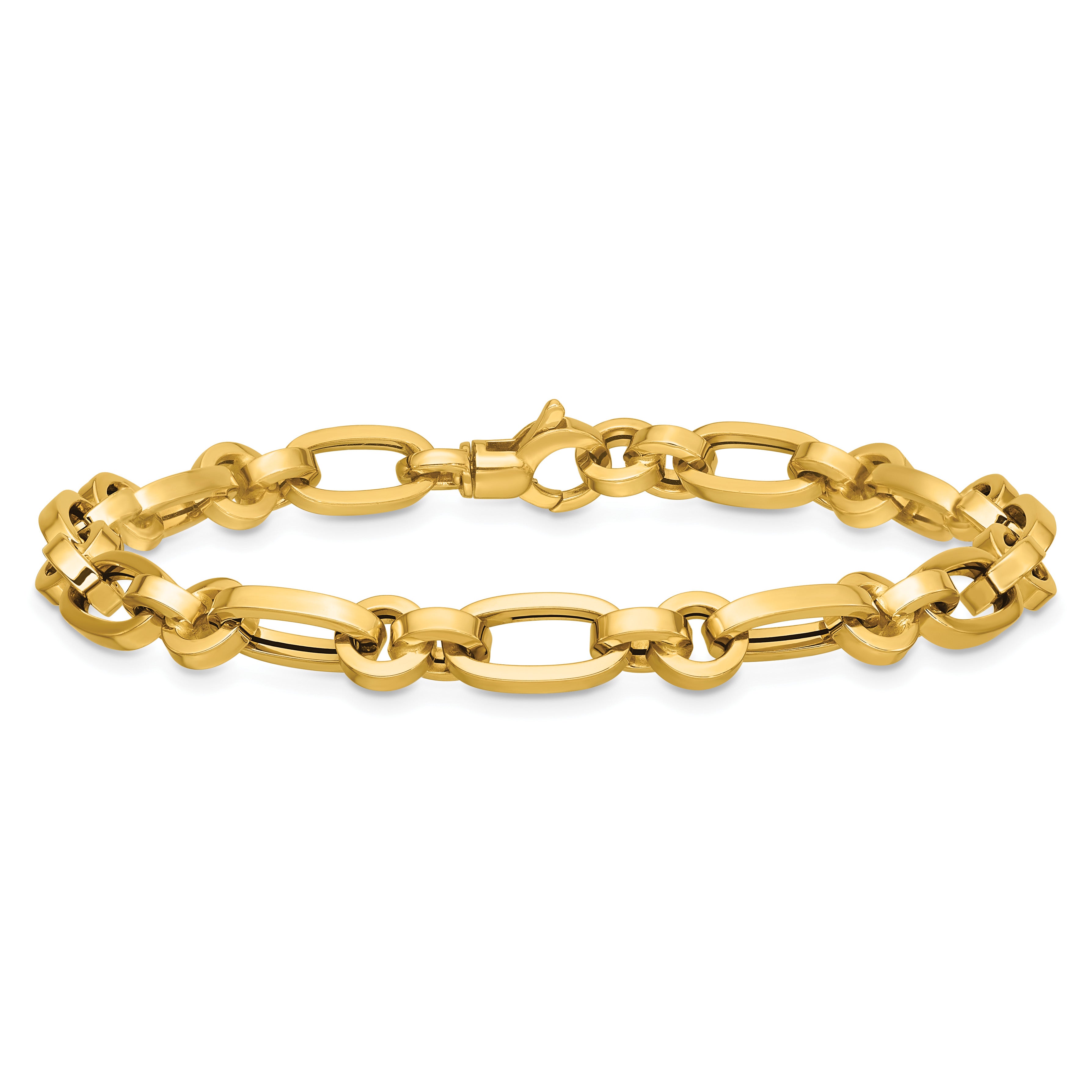 14K Yellow Gold Polished Link Bracelet, 7.5 in