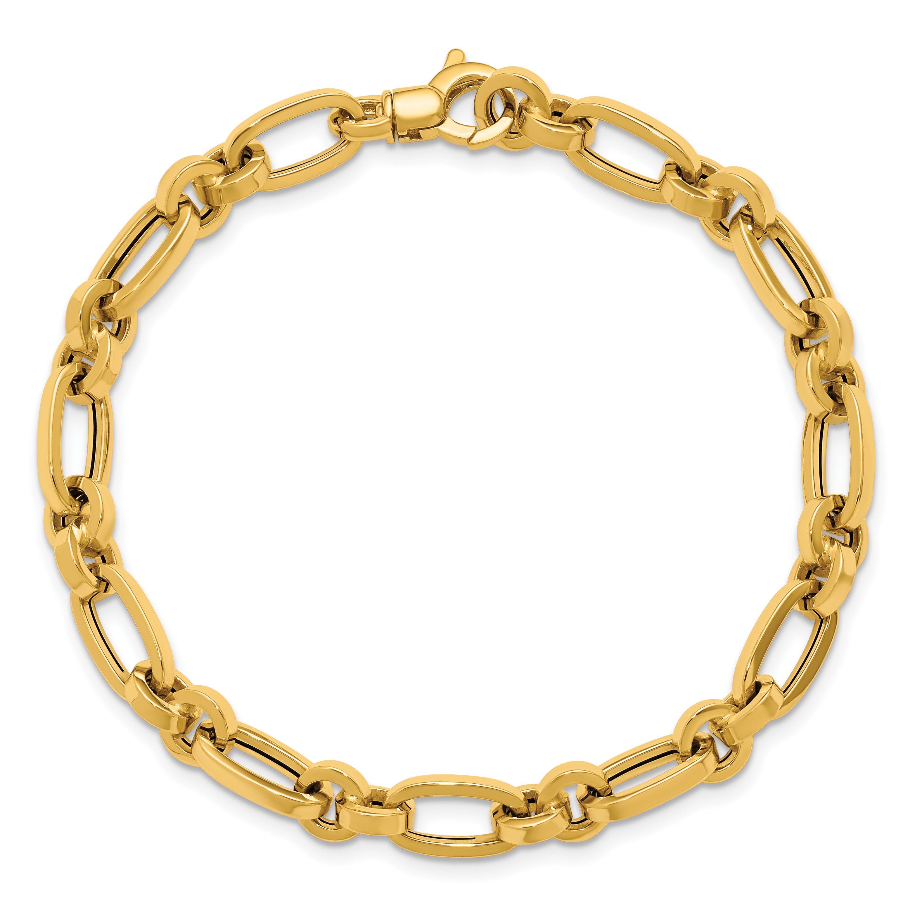 14K Yellow Gold Polished Link Bracelet, 7.5 in