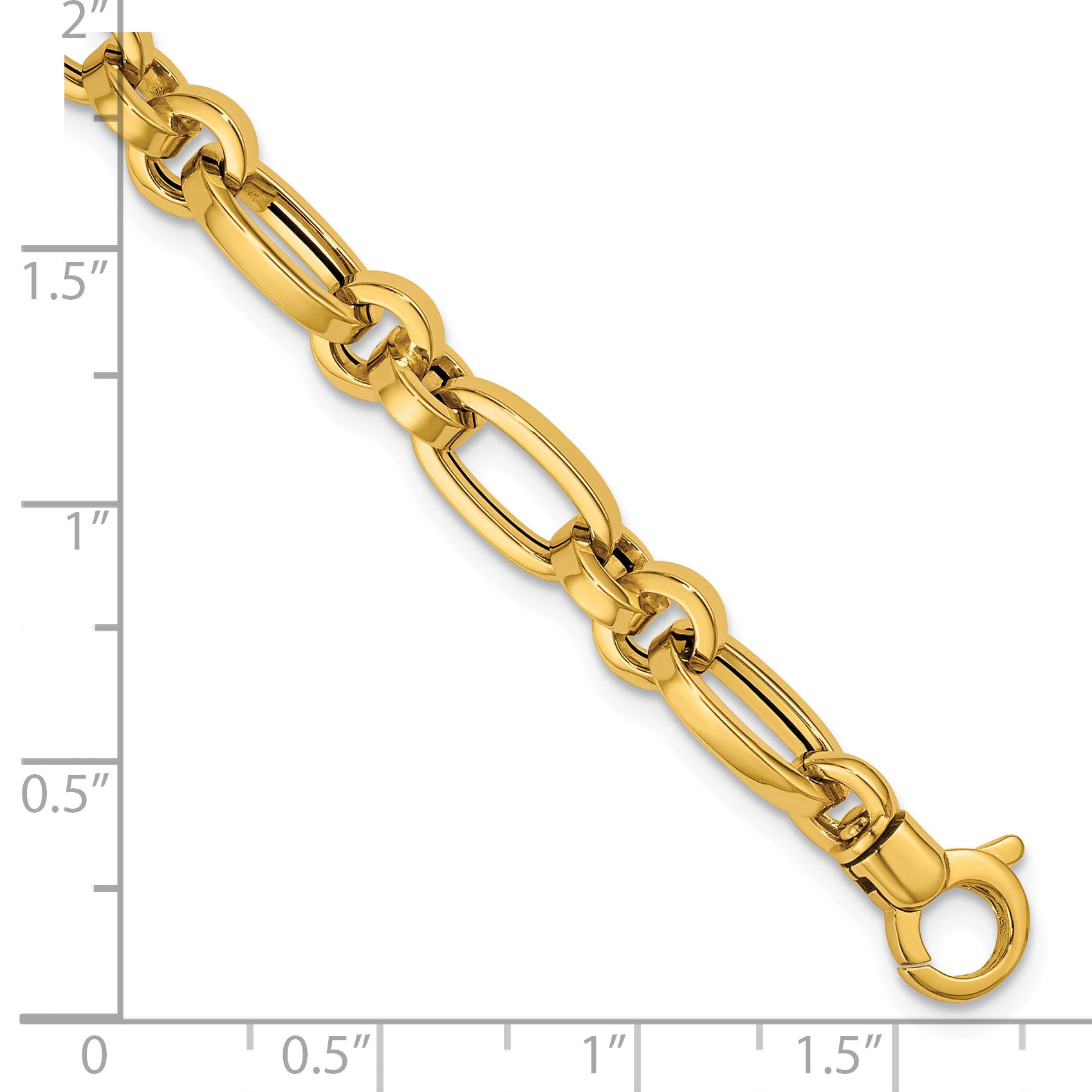 14K Yellow Gold Polished Link Bracelet, 7.5 in
