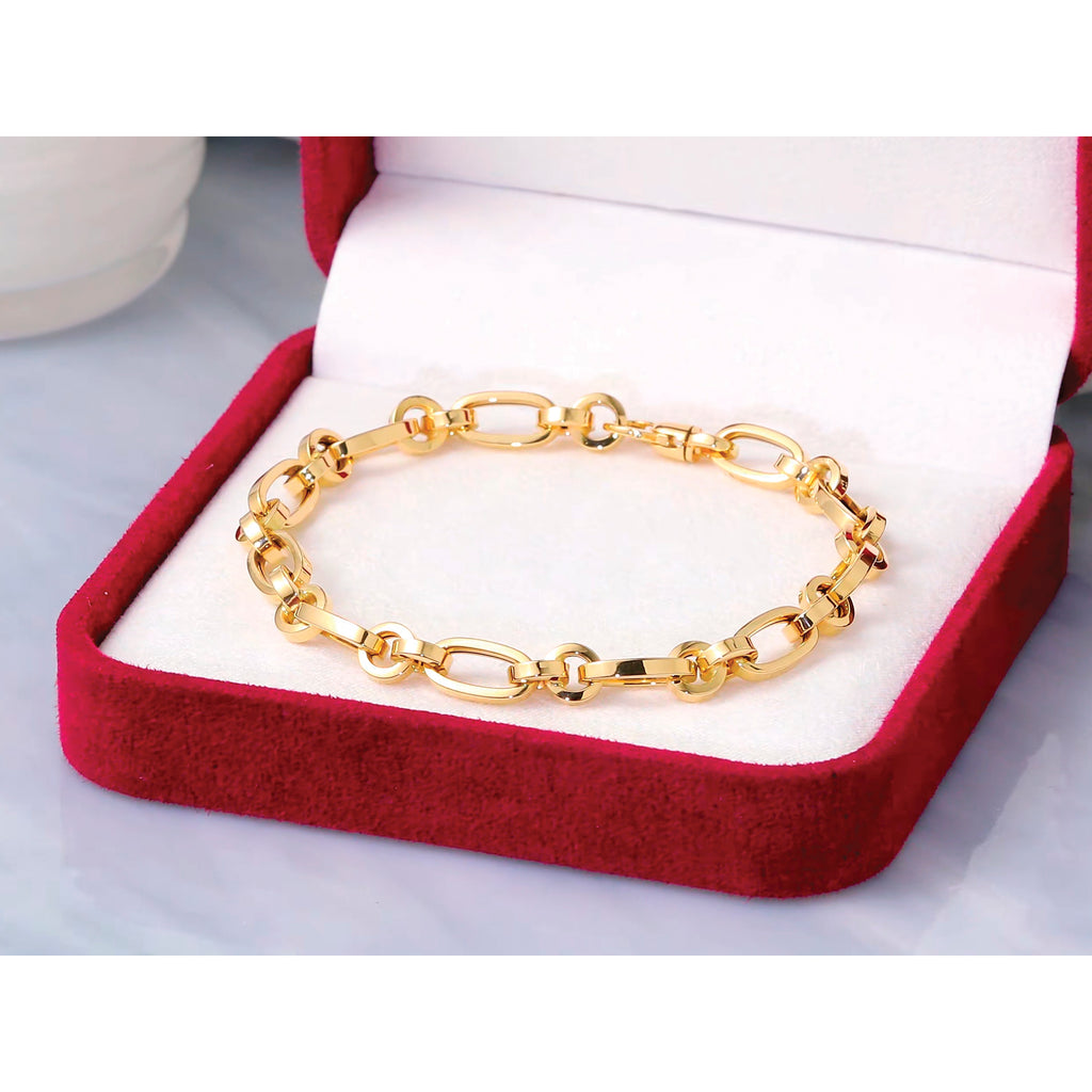 14K Yellow Gold Polished Link Bracelet, 7.5 in
