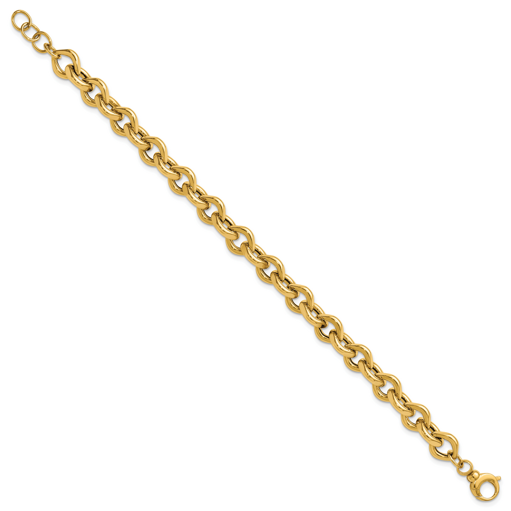 14K Yellow Gold Polished Link Bracelet, 8 in