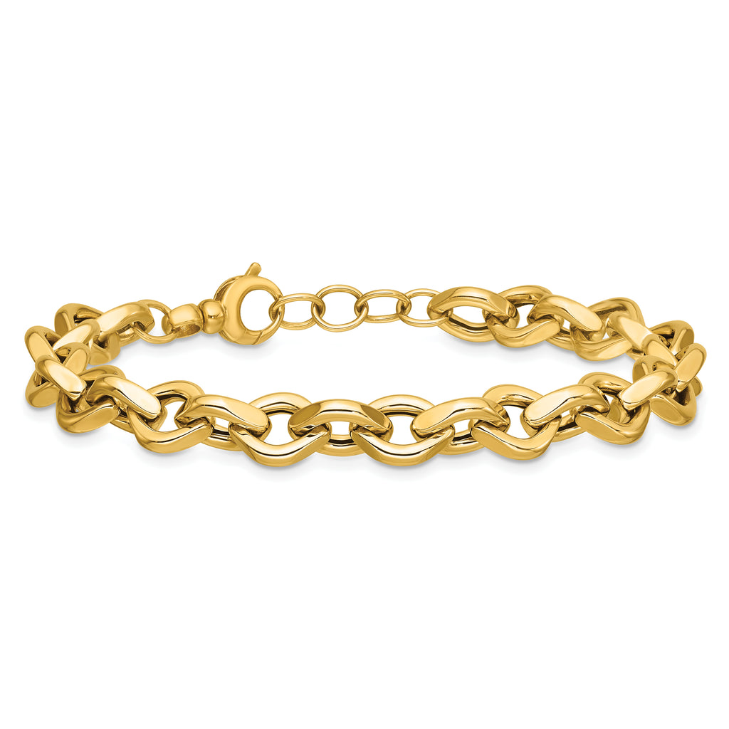 14K Yellow Gold Polished Link Bracelet, 8 in