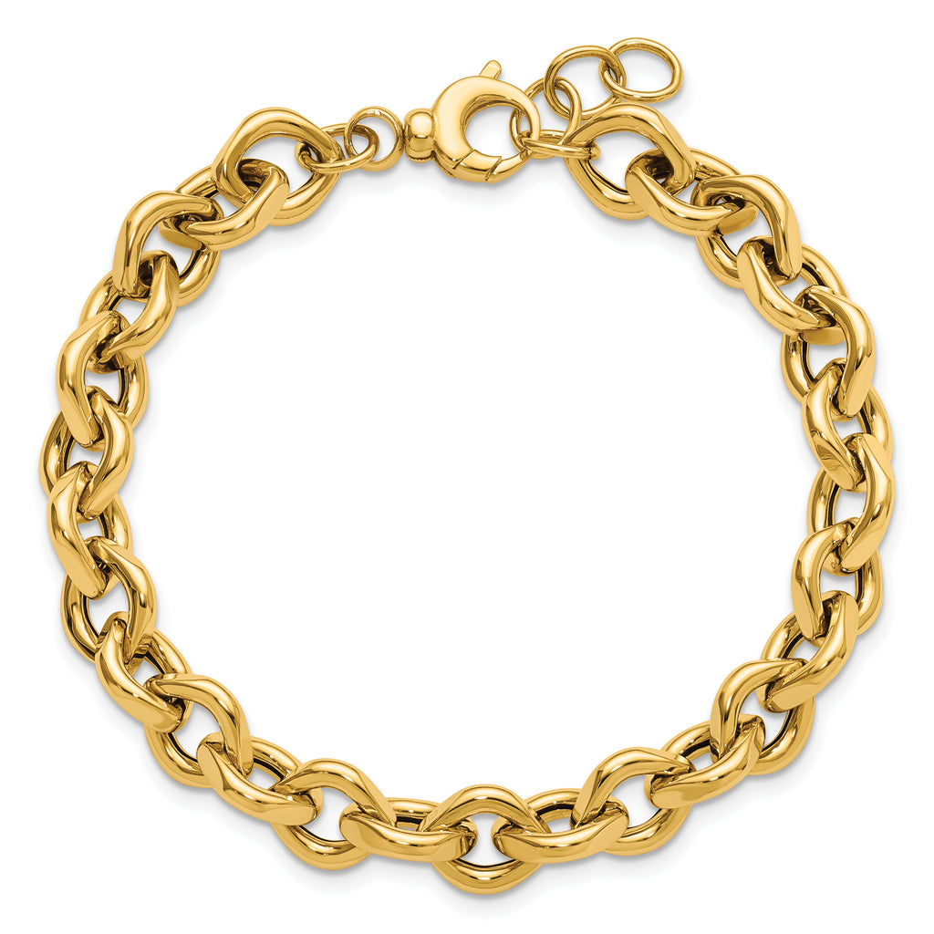 14K Yellow Gold Polished Link Bracelet, 8 in