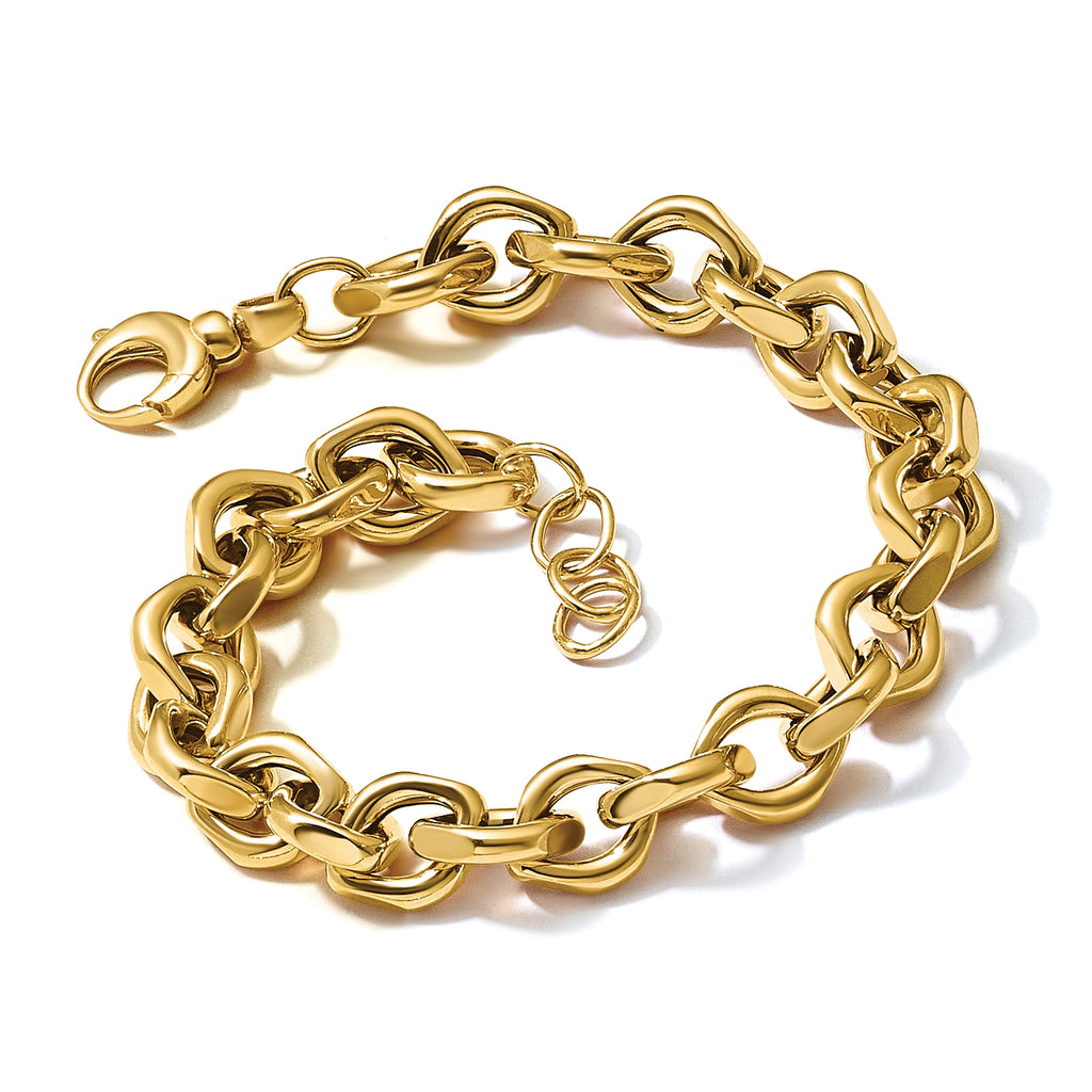 14K Yellow Gold Polished Link Bracelet, 8 in