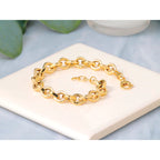 14K Yellow Gold Polished Link Bracelet, 8 in