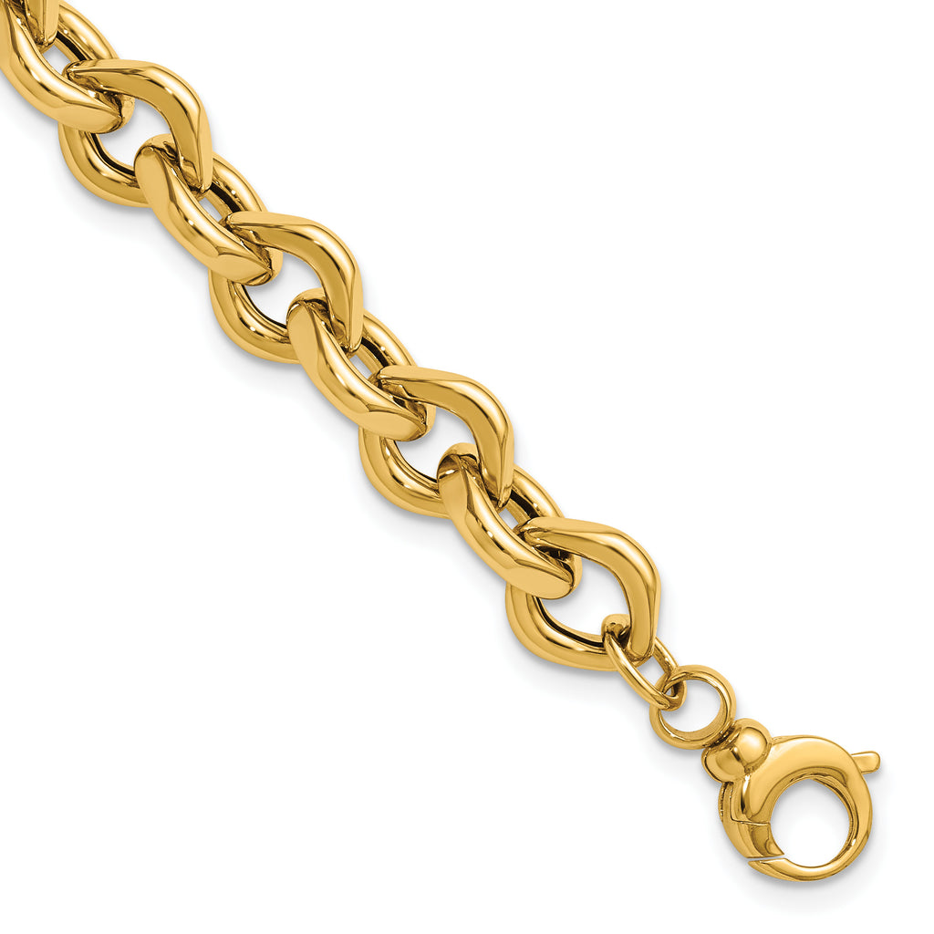 14K Yellow Gold Polished Link Bracelet, 8 in
