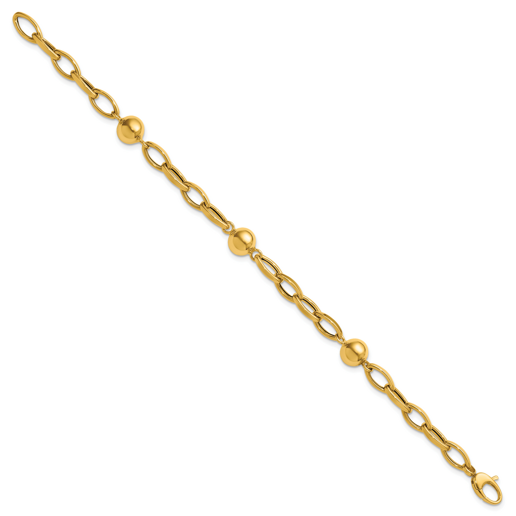 14K Yellow Gold Polished Link Bracelet, 7.5 in