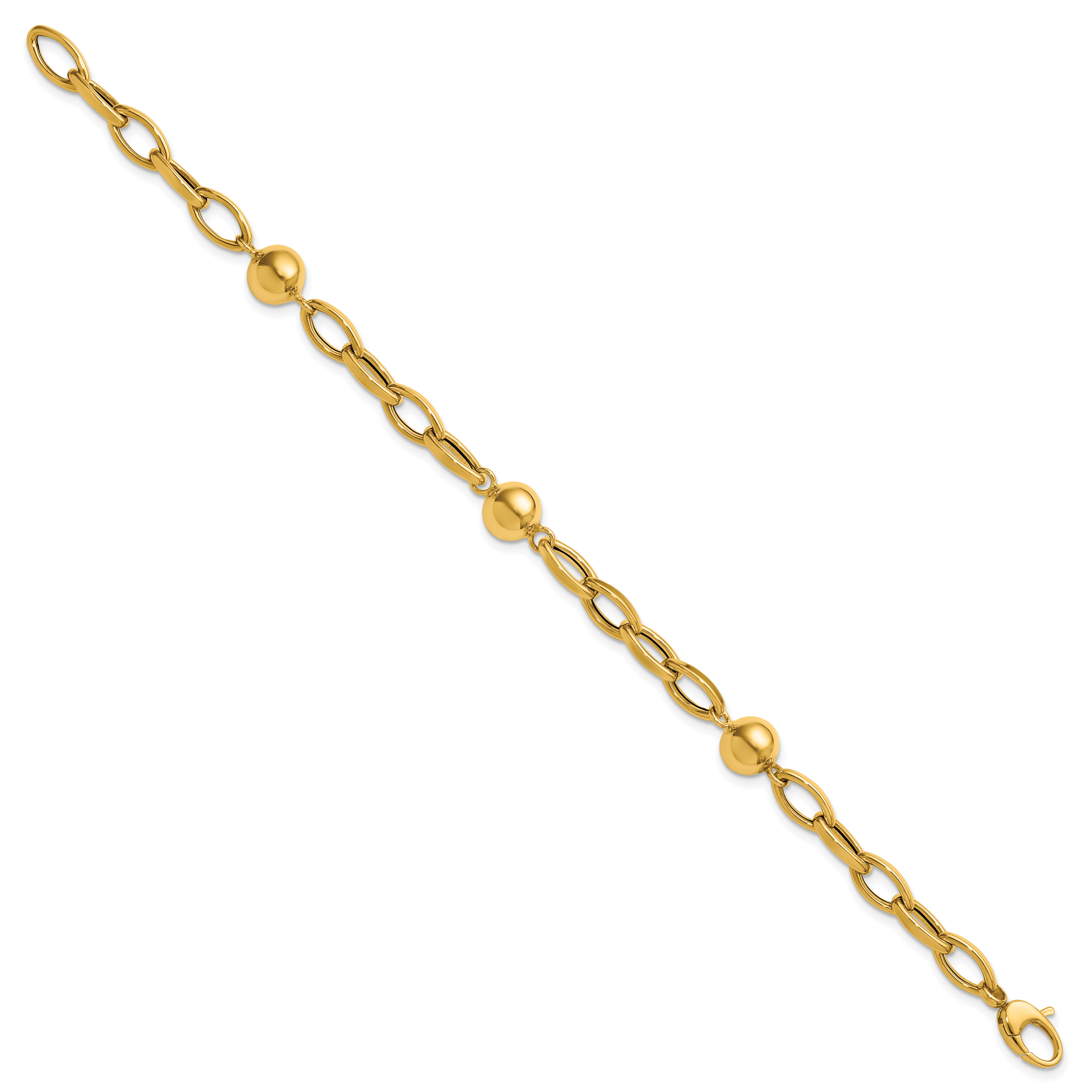14K Yellow Gold Polished Link Bracelet, 7.5 in