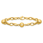 14K Yellow Gold Polished Link Bracelet, 7.5 in