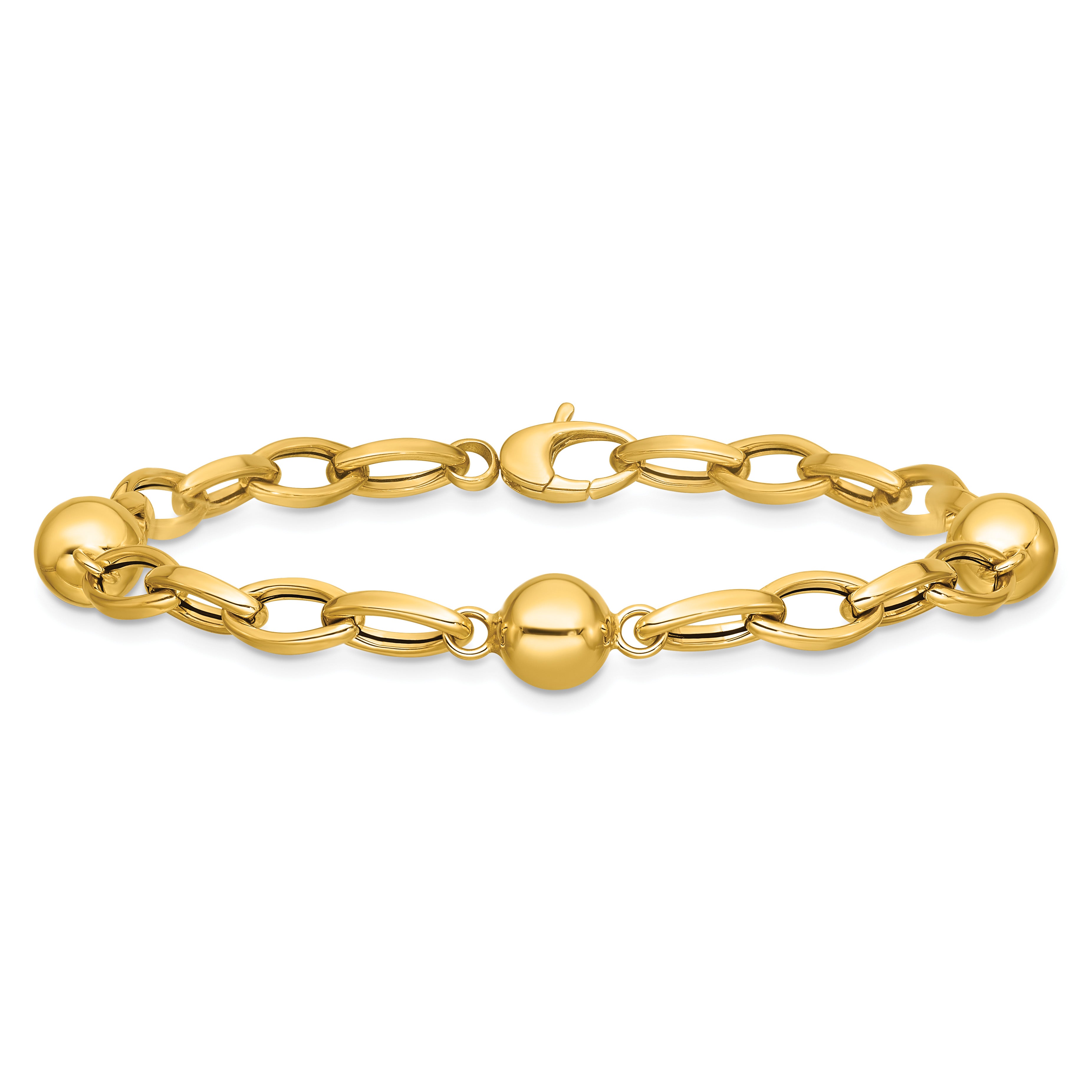 14K Yellow Gold Polished Link Bracelet, 7.5 in