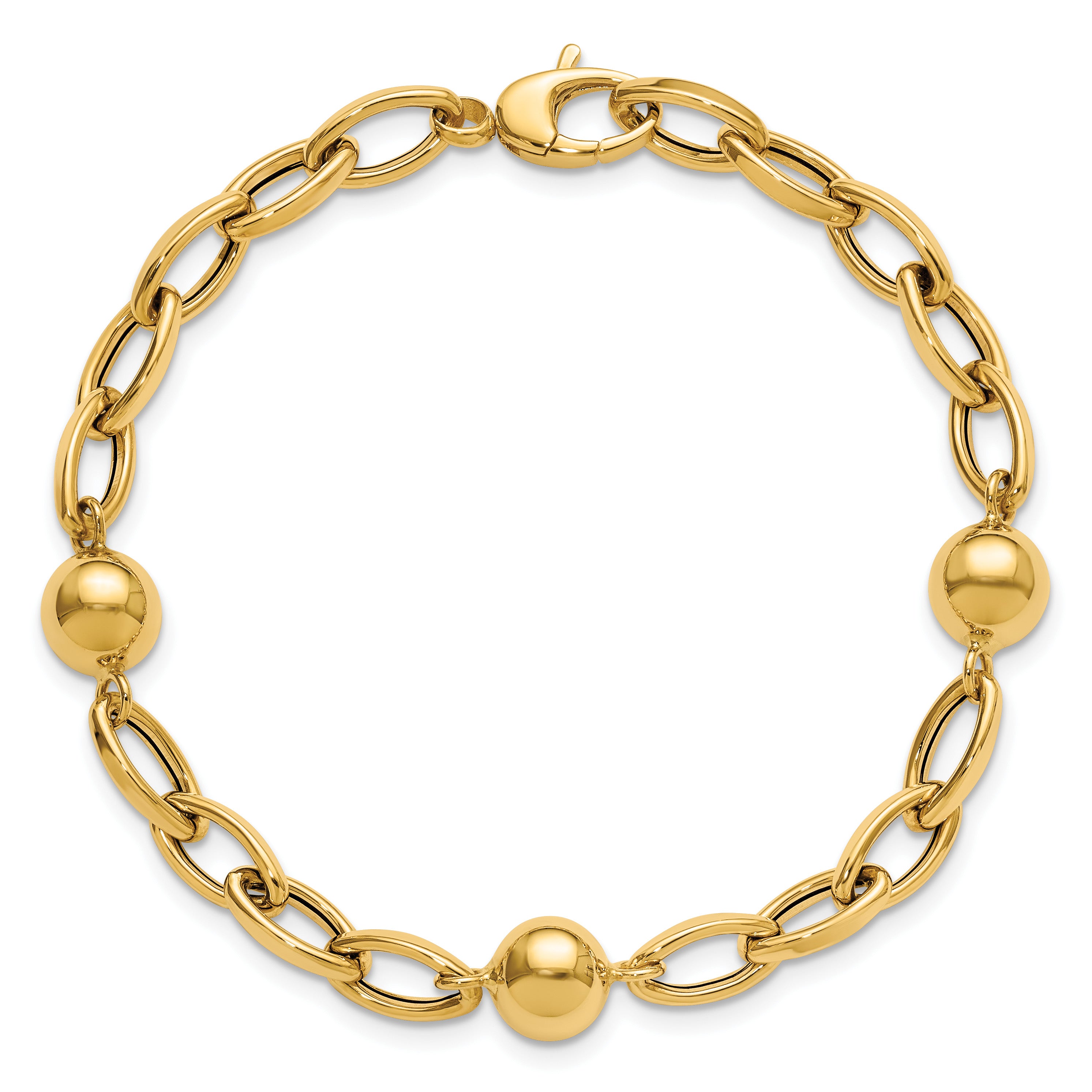 14K Yellow Gold Polished Link Bracelet, 7.5 in