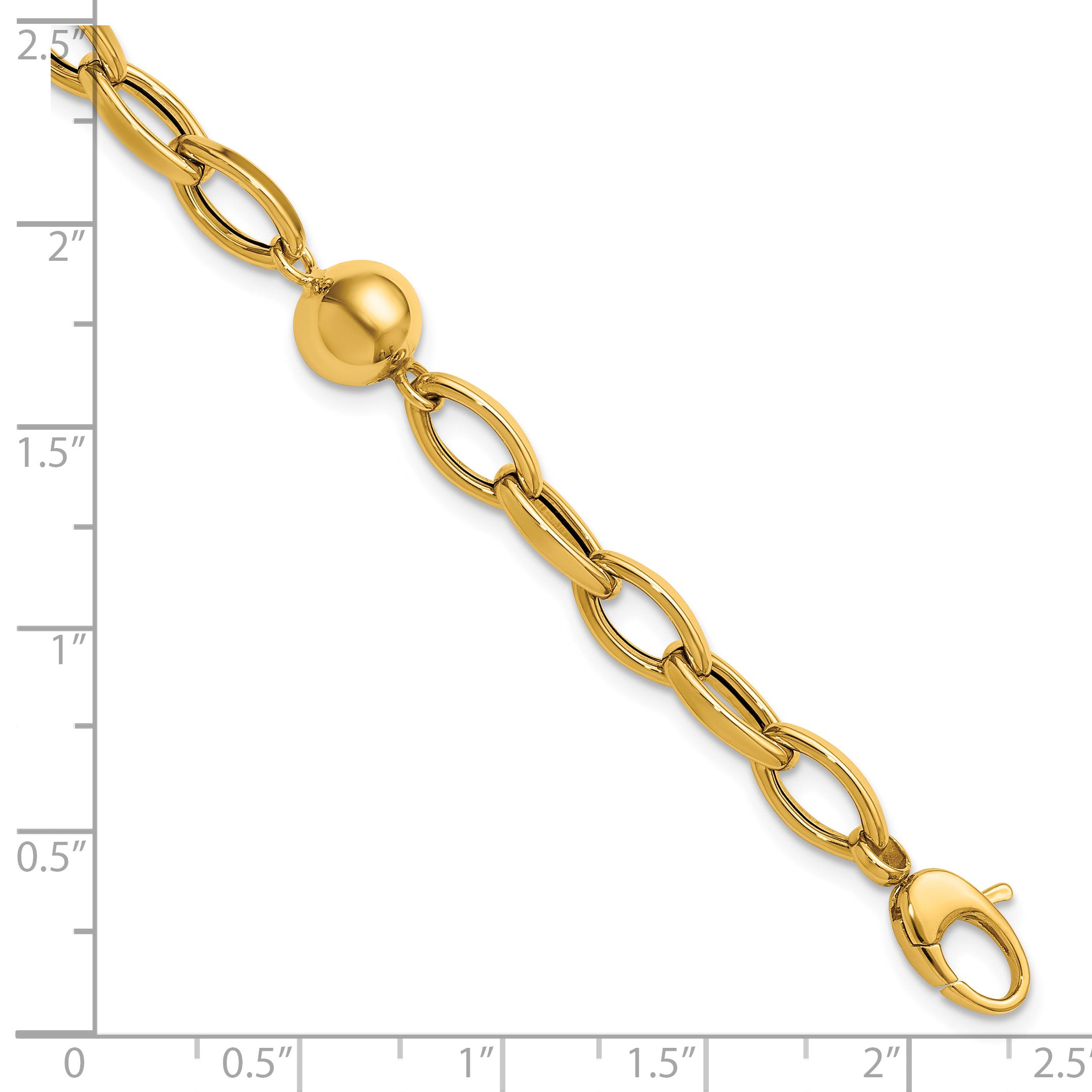 14K Yellow Gold Polished Link Bracelet, 7.5 in
