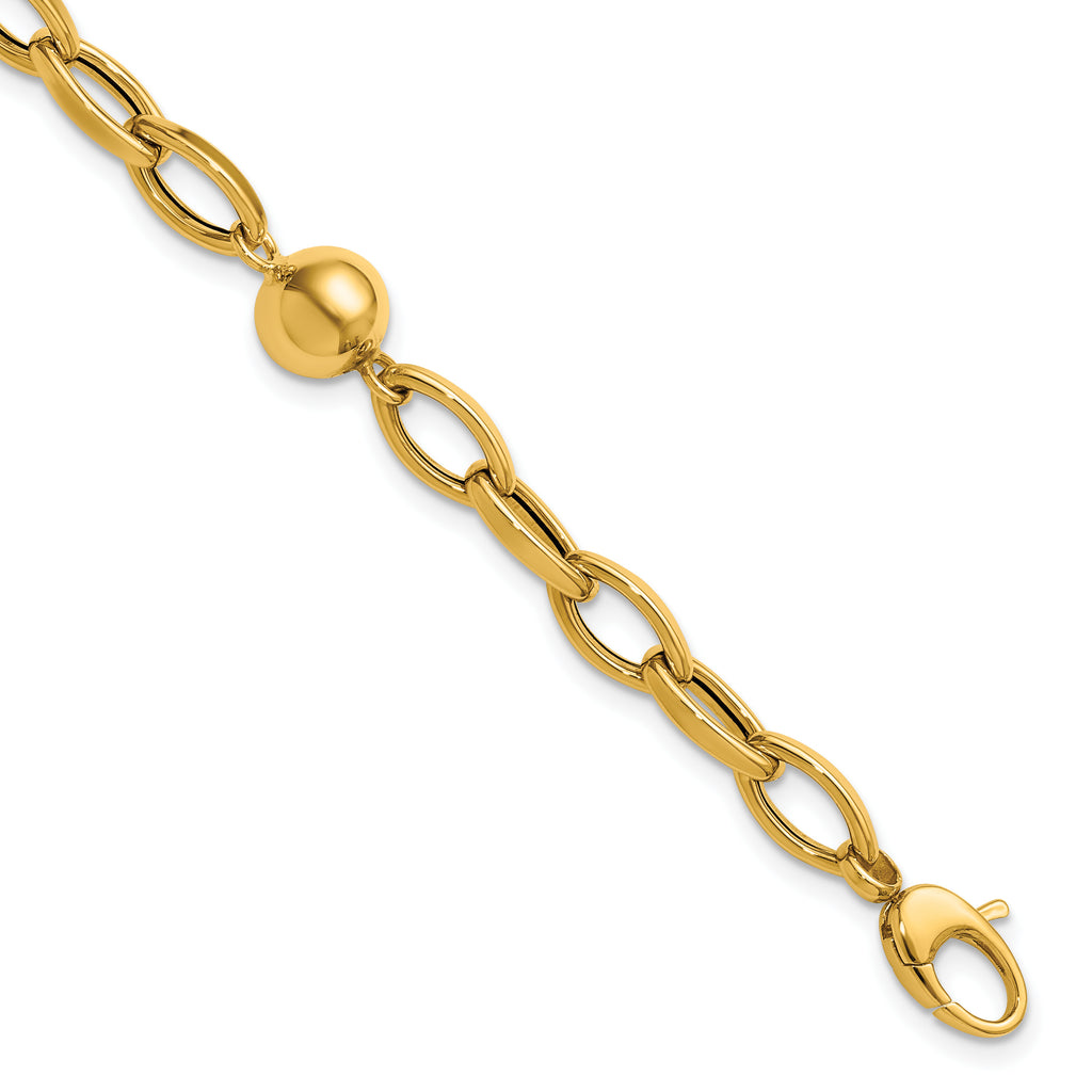 14K Yellow Gold Polished Link Bracelet, 7.5 in