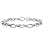 14K White Gold Polished Link Bracelet, 7.5 in