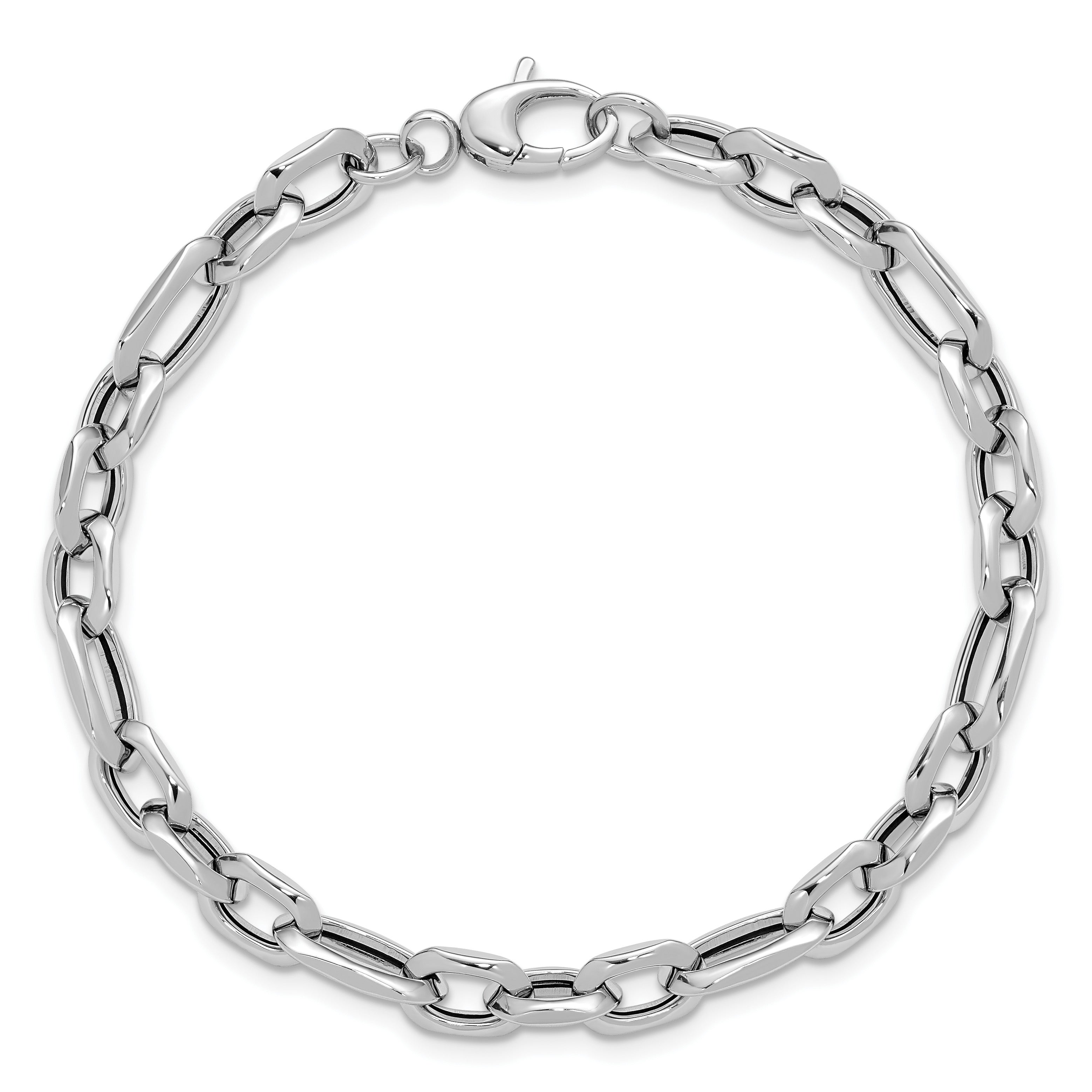 14K White Gold Polished Link Bracelet, 7.5 in