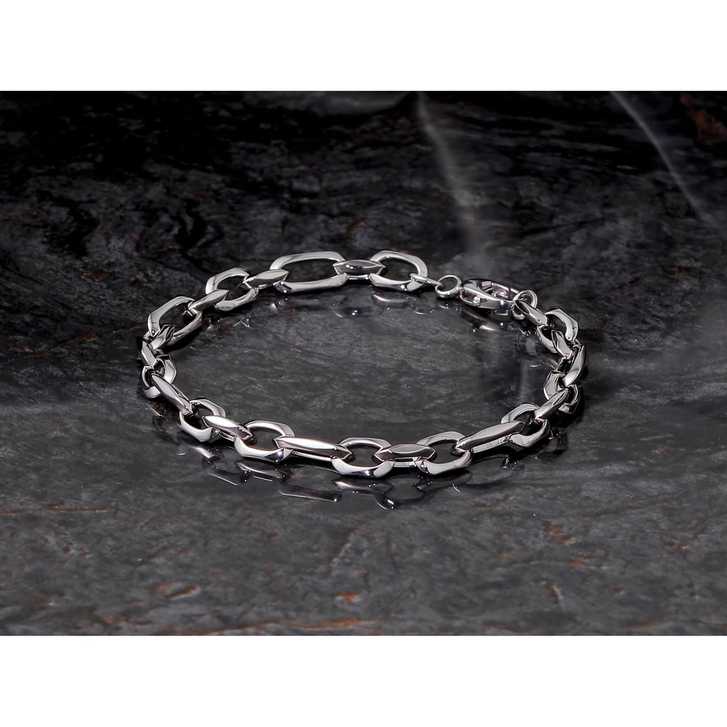 14K White Gold Polished Link Bracelet, 7.5 in