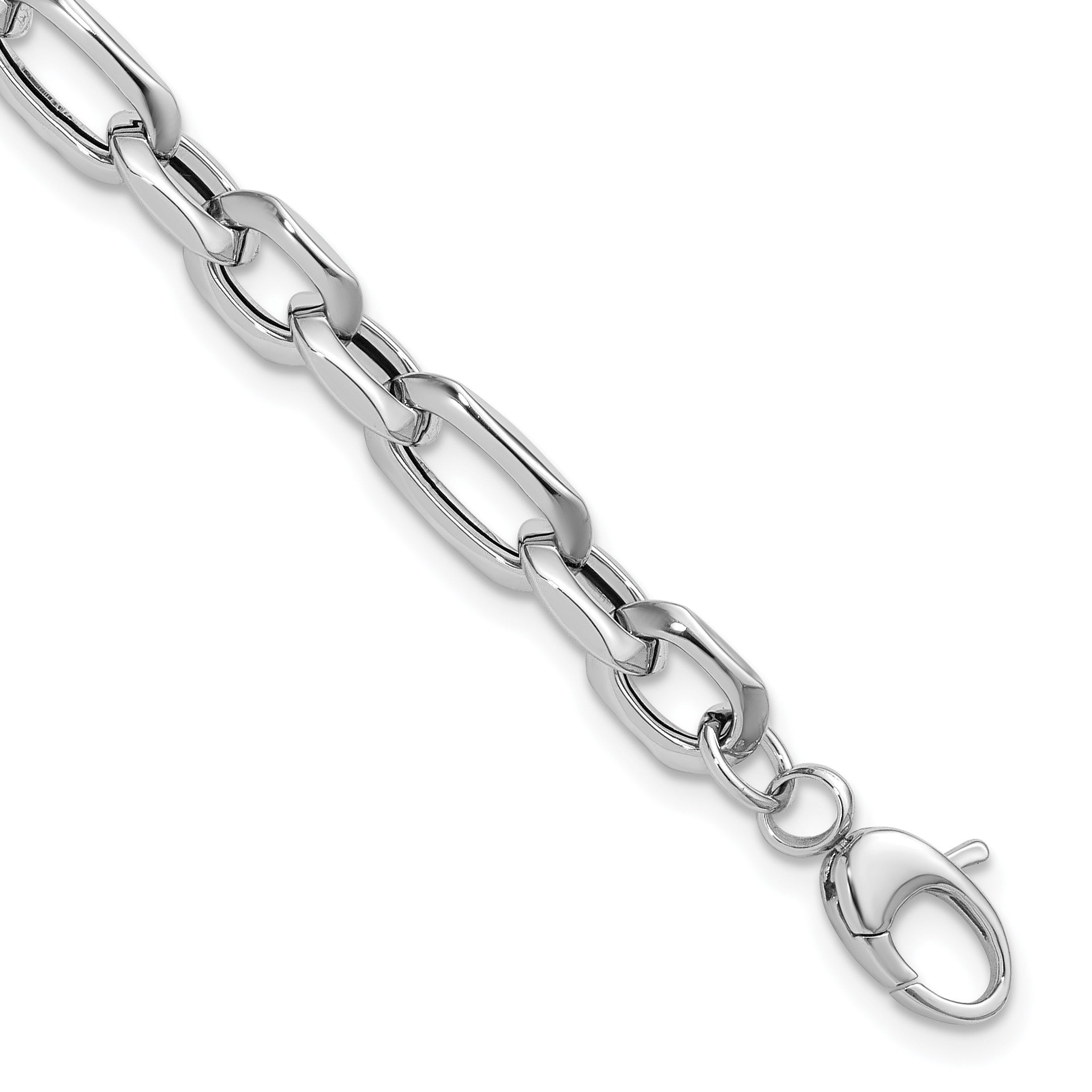 14K White Gold Polished Link Bracelet, 7.5 in