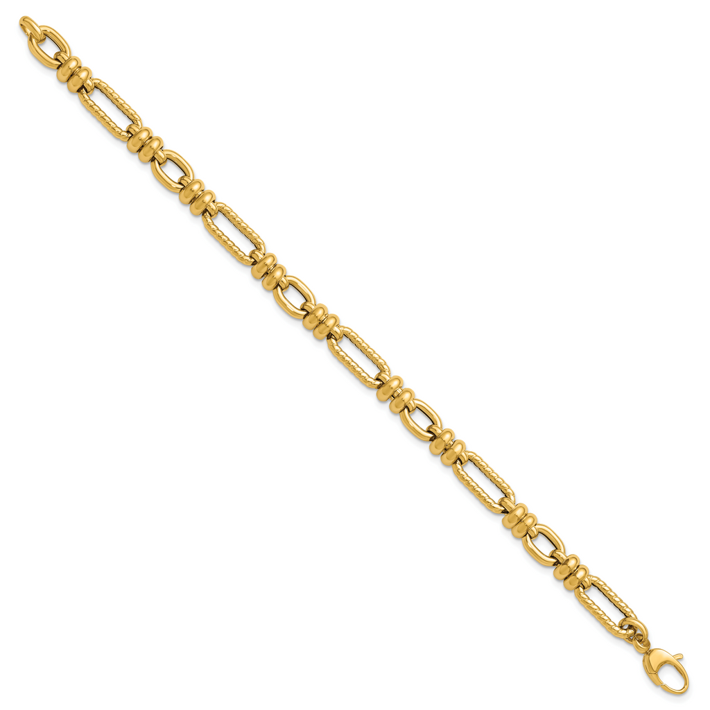 14K Yellow Gold Twisted Link Bracelet, 7.5 in