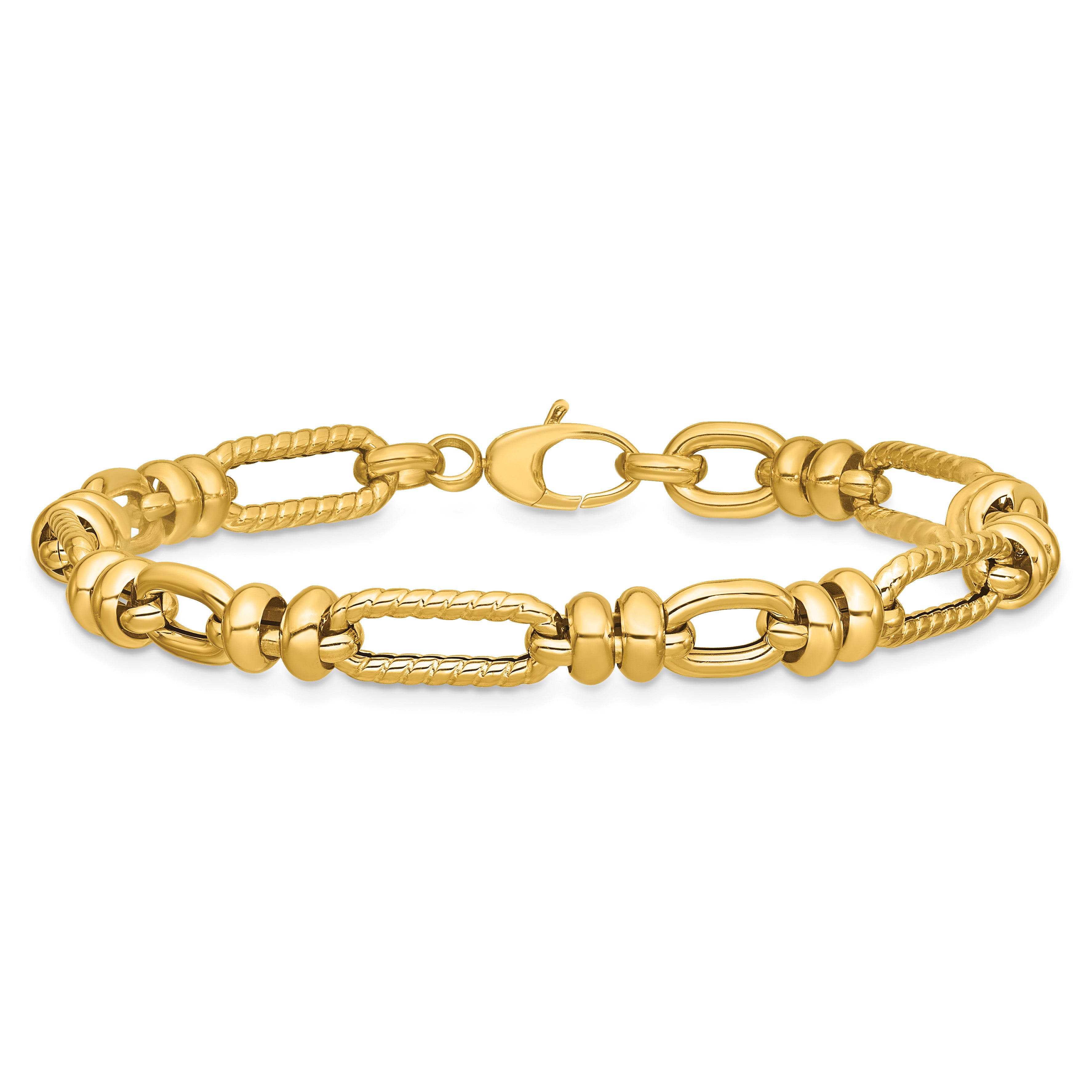 14K Yellow Gold Twisted Link Bracelet, 7.5 in