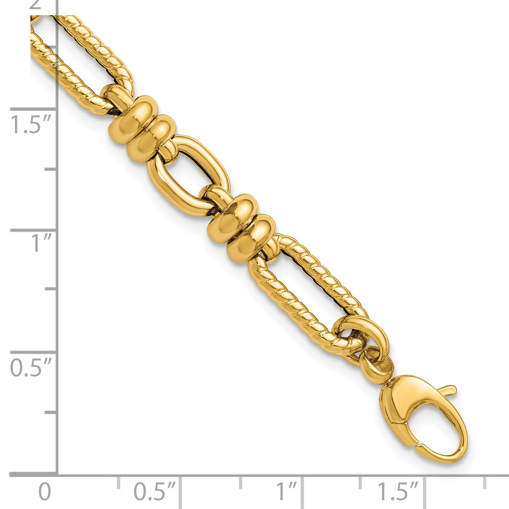 14K Yellow Gold Twisted Link Bracelet, 7.5 in