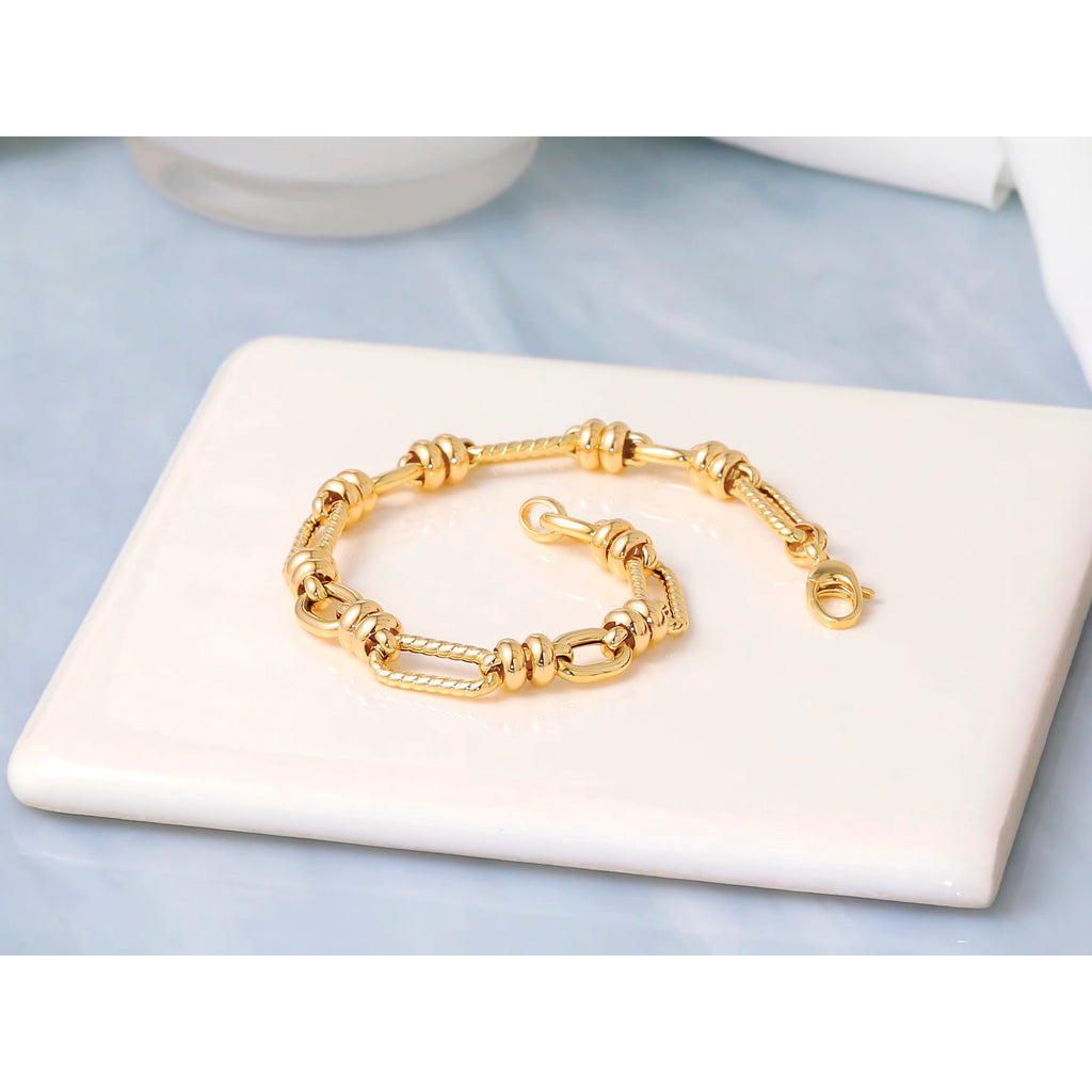 14K Yellow Gold Twisted Link Bracelet, 7.5 in