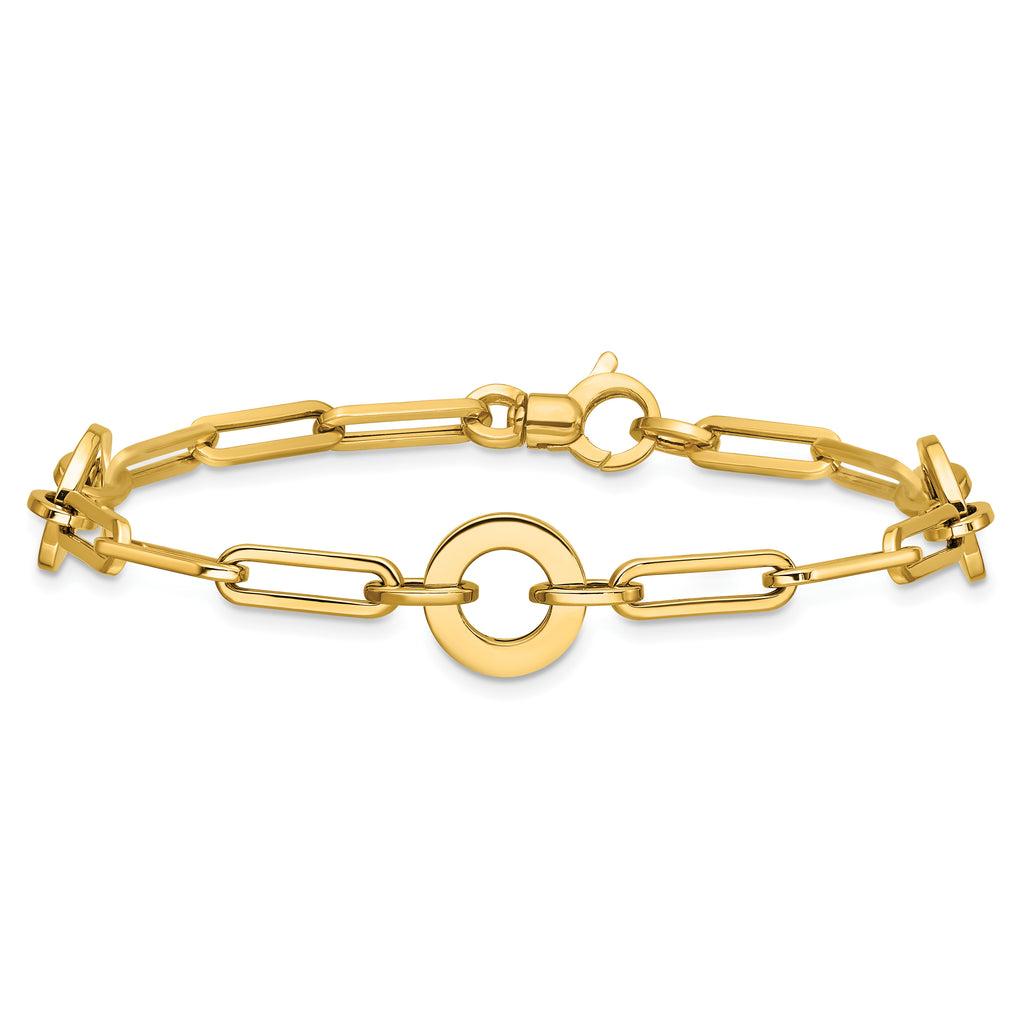 14K Yellow Gold Paperclip Link Bracelet
