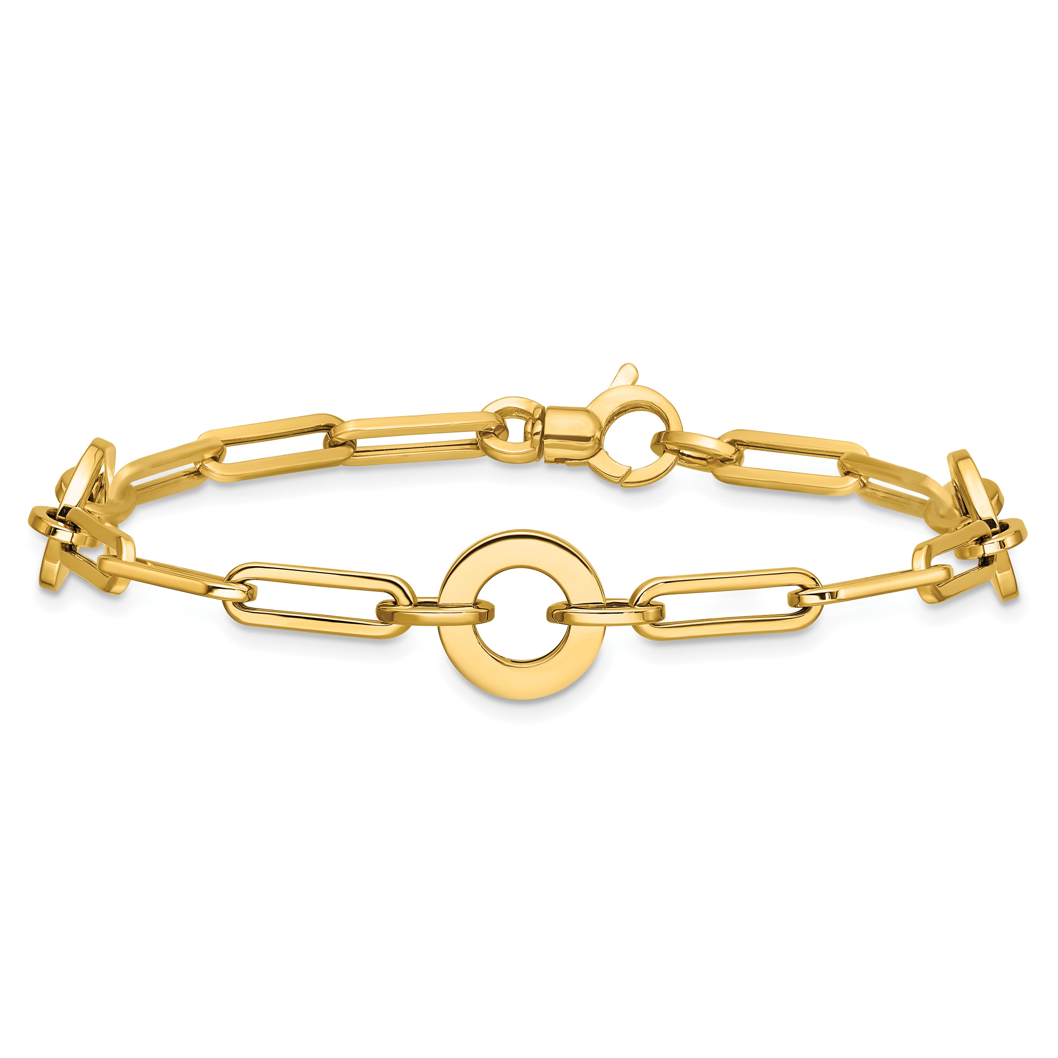 14K Yellow Gold Paperclip Link Bracelet