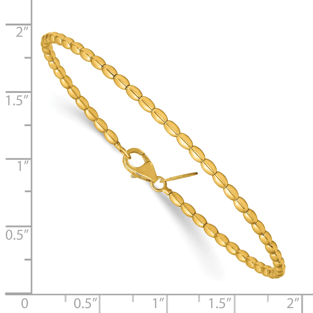 14K Yellow Gold Beaded Bangle Bracelet