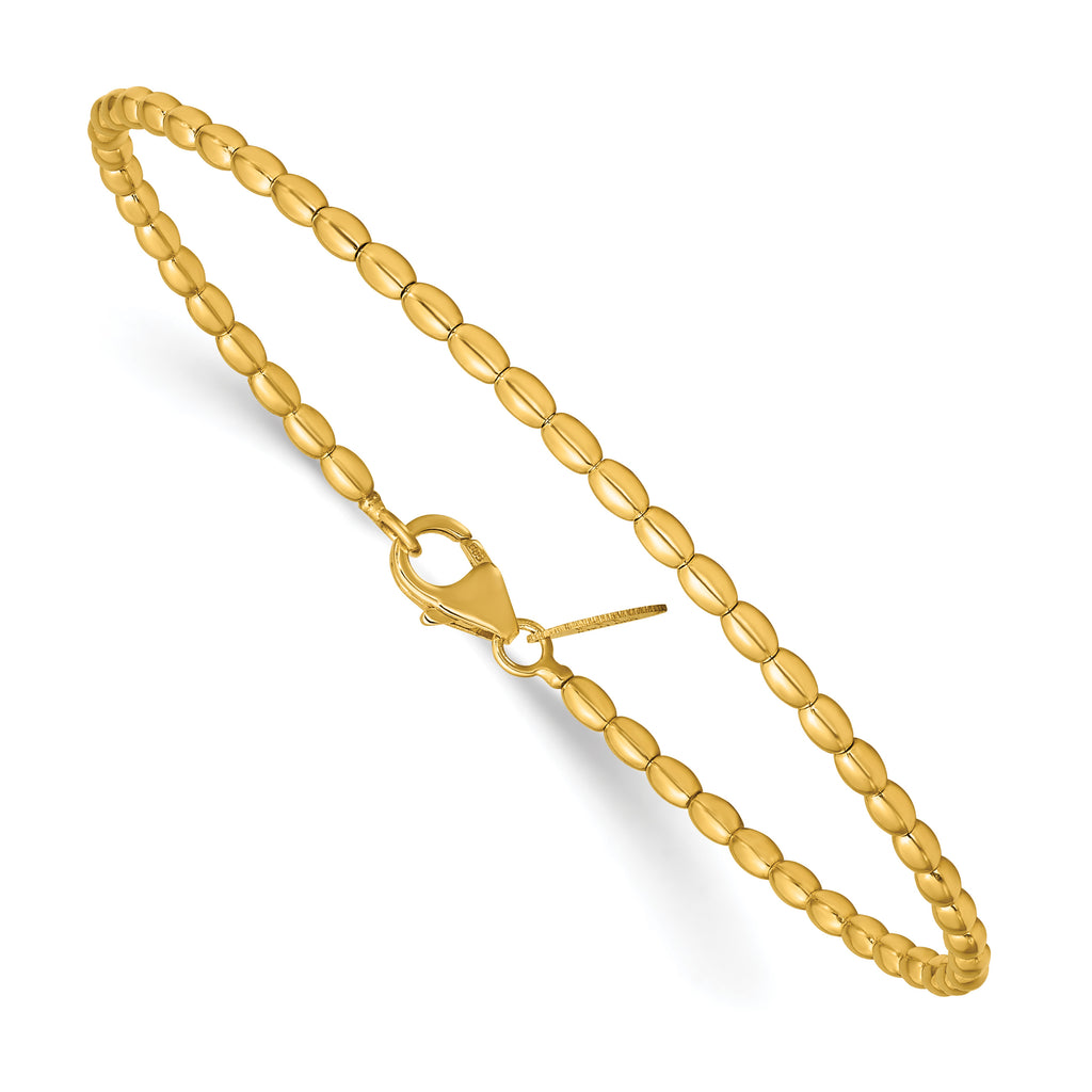 14K Yellow Gold Beaded Bangle Bracelet