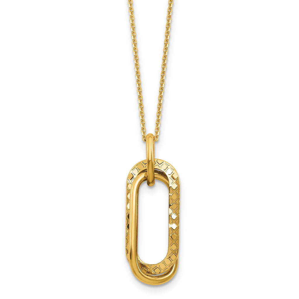 14K Yellow Gold Cable Pendant Necklace