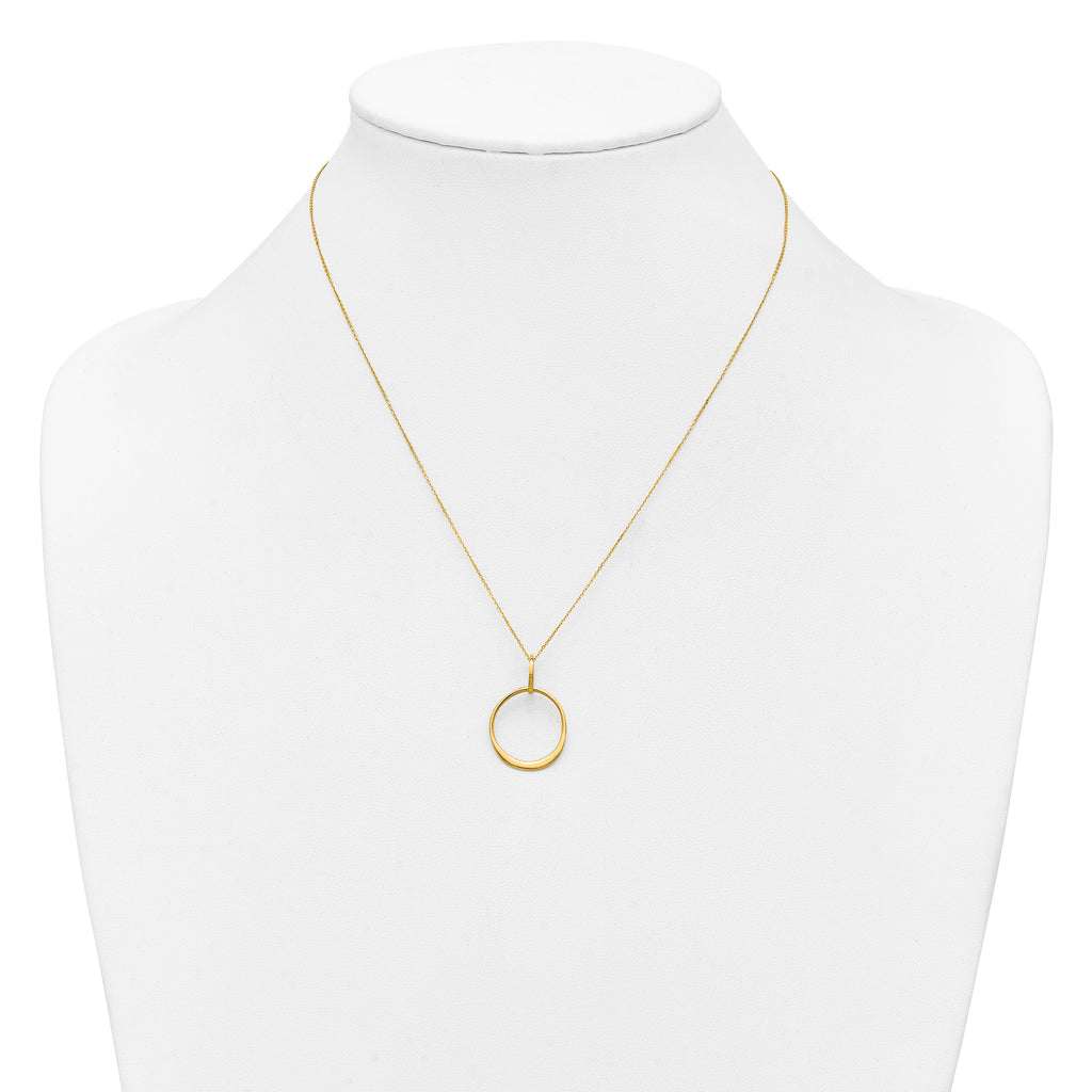 14K Yellow Gold Cable Pendant Necklace