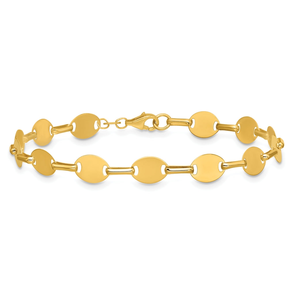 14K Yellow Gold Polished Bracelet, 7 in