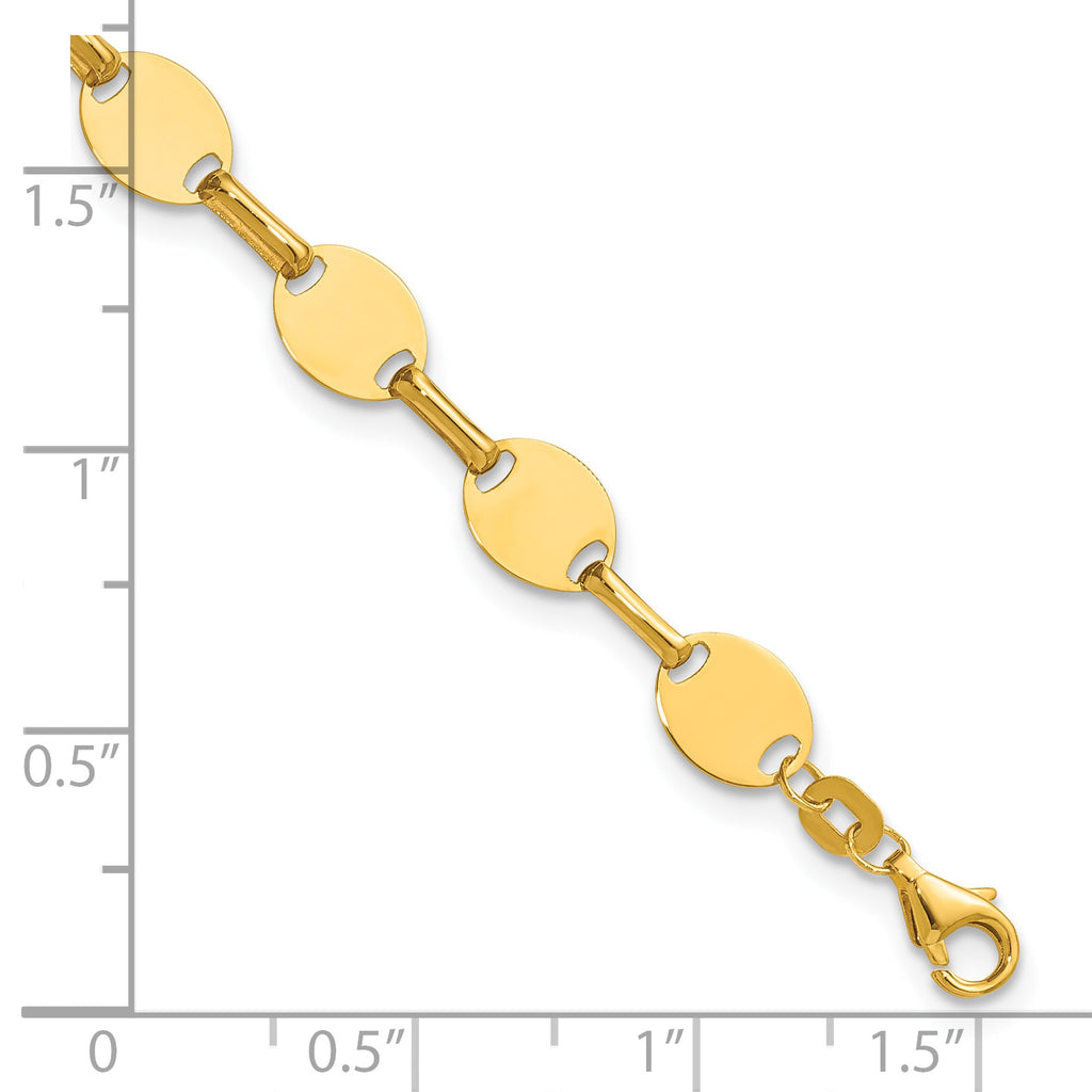 14K Yellow Gold Polished Bracelet, 7 in