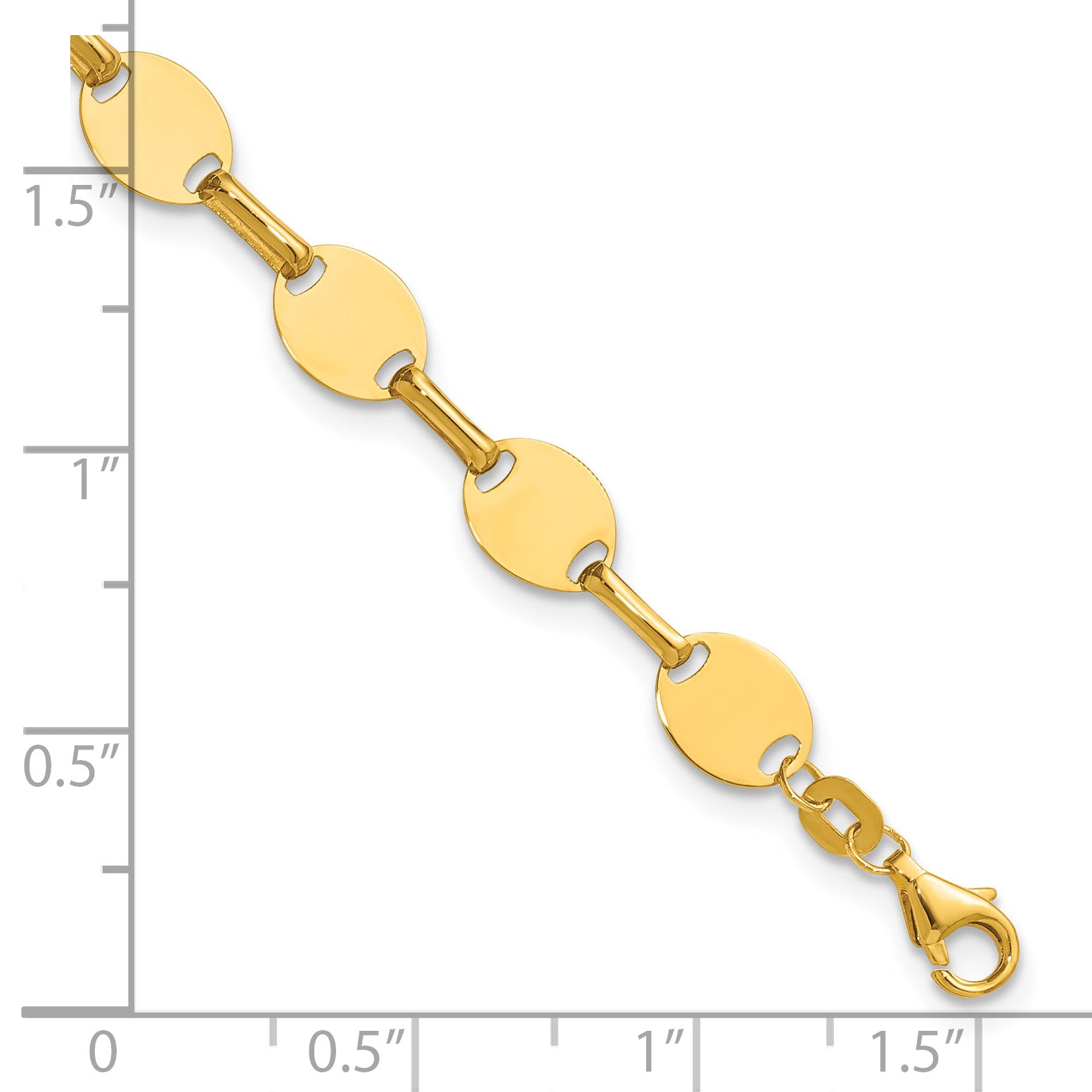 14K Yellow Gold Polished Bracelet, 7 in