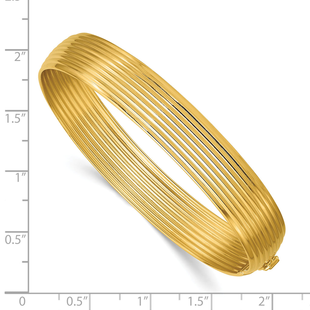 14K Yellow Gold Grooved Bangle Bracelet